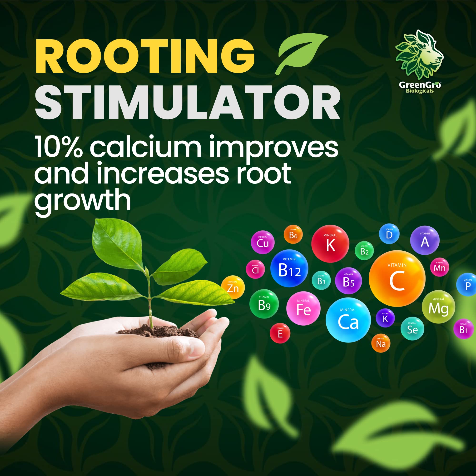 Organic GreenGro Green Aminos Rooting Stimulator - Amino Acid & Nutrient Blend for Potting Mix, Soil, Cuttings & Hydroponics | Plant Food for Indoor & Outdoor Gardens | Perfect for Seedlings, Transplants & Healthy Root Growth