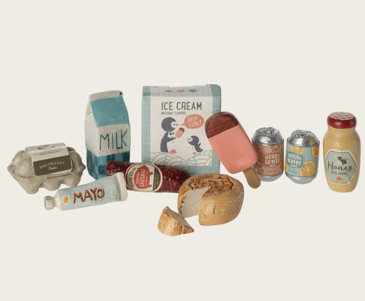 2024 Miniature Grocery Box by Maileg - Adorable Tiny Food Playset for Dollhouses & Pretend Play - Perfect for Kids' Tea Parties & Collectors' Displays