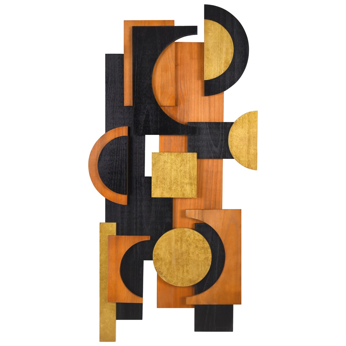 Handmade Dimensional Solid Paulownia Wood Abstract Wall Art - Amber Embraces Collection - Perfect for Living Room, Bedroom & Office Decor