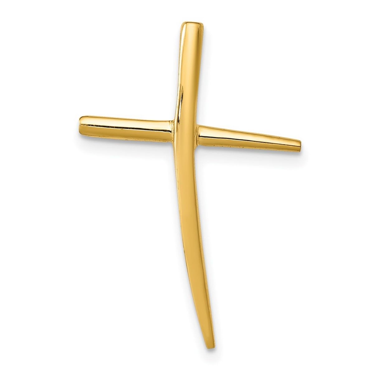 14K Yellow Gold Solid Polished Hidden Bail Curved Cross Pendant Necklace for Women - Religious Faith Jewelry Gift - 17.3x26.7mm with Chain - Perfect for Church, Weddings & Daily Wear