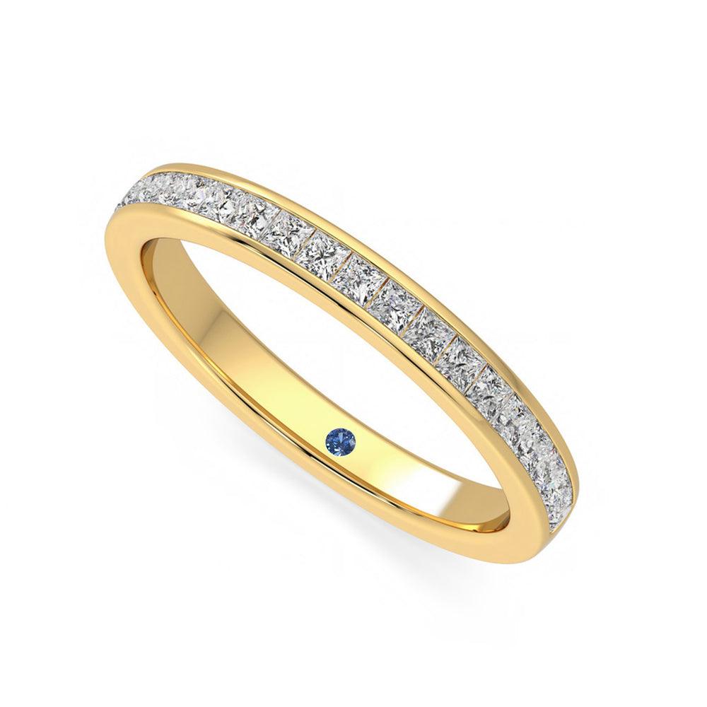 Princess Cut Moissanite Half Eternity Wedding Band - Channel Set with Anniversary Accent Stones | Perfect for Engagement Rings, Anniversary Gifts & Bridal Jewelry