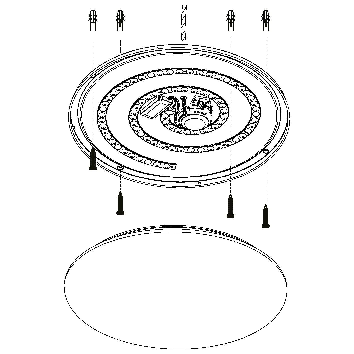 Eglo Frania 22.4 Inch Round White LED Flush Mount Ceiling Light - Modern Energy-Efficient Lighting for Bedroom, Kitchen, Living Room