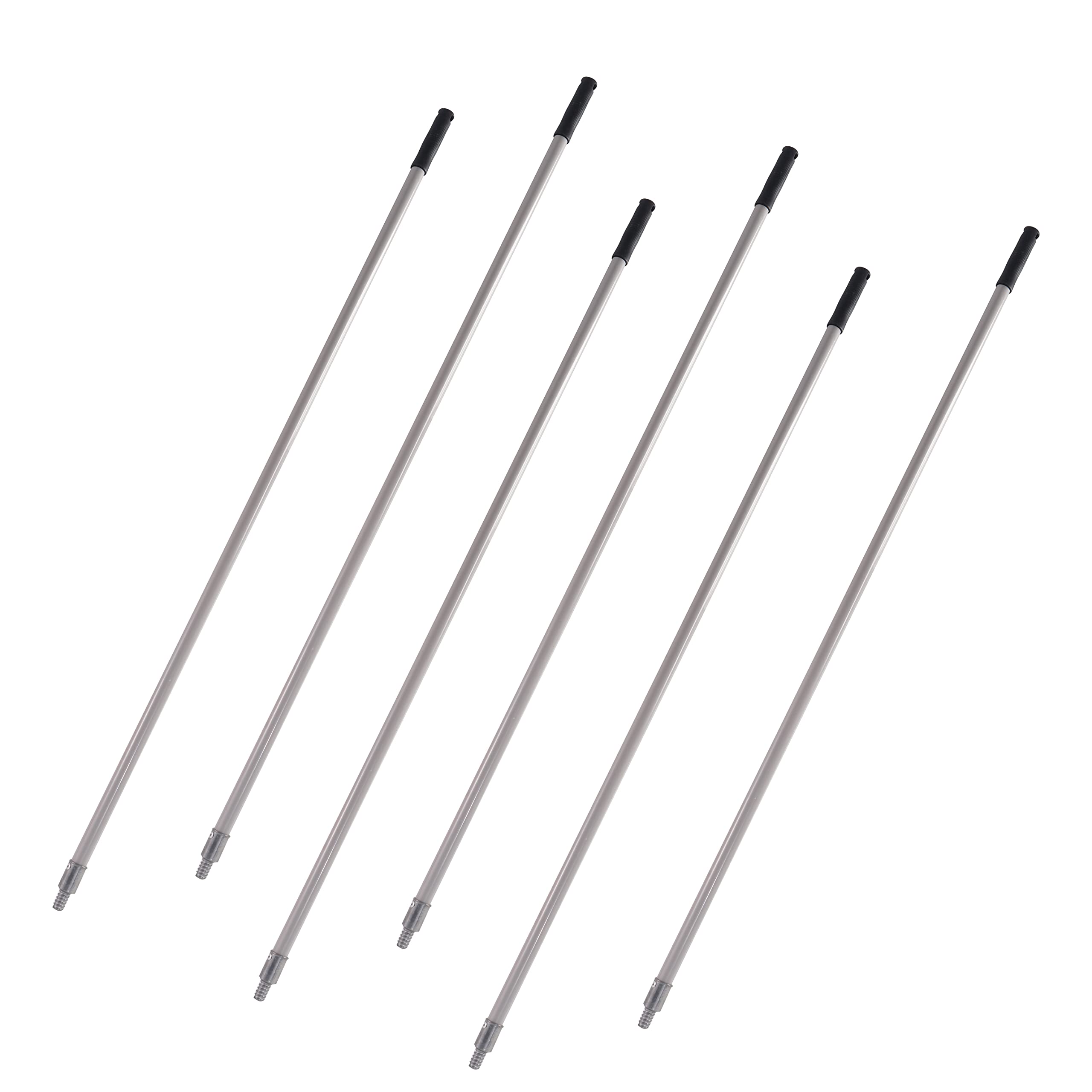 Heavy Duty Mop Handle 60inch with Metal Tip - 6 Pack for Commercial Floor Cleaning
