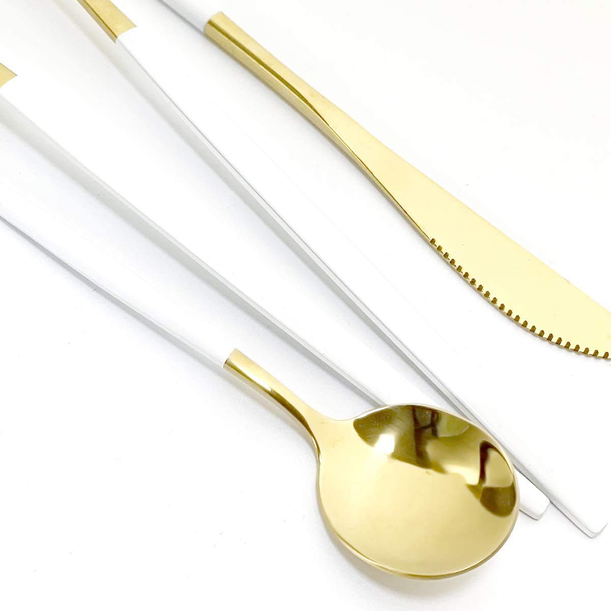 40-Piece Stainless Steel Silverware Set - 18/10 Mirror Polished Cutlery with White Handles (Forks, Spoons, Knives) - Durable & Reusable Flatware for Restaurants, Weddings, Family Dinners & Everyday Use - Service for 10 People - Dishwasher Safe Dinnerware Set