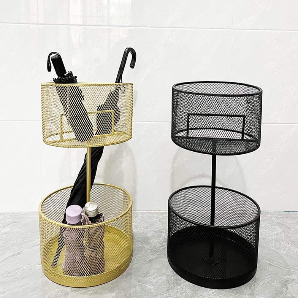 Black Metal Indoor Umbrella Stand - Space Saving Hallway Entry Organizer, 25x50CM Multifunctional Storage Rack for Rain & Walking Canes - Perfect for Home, Office & Entryway Décor