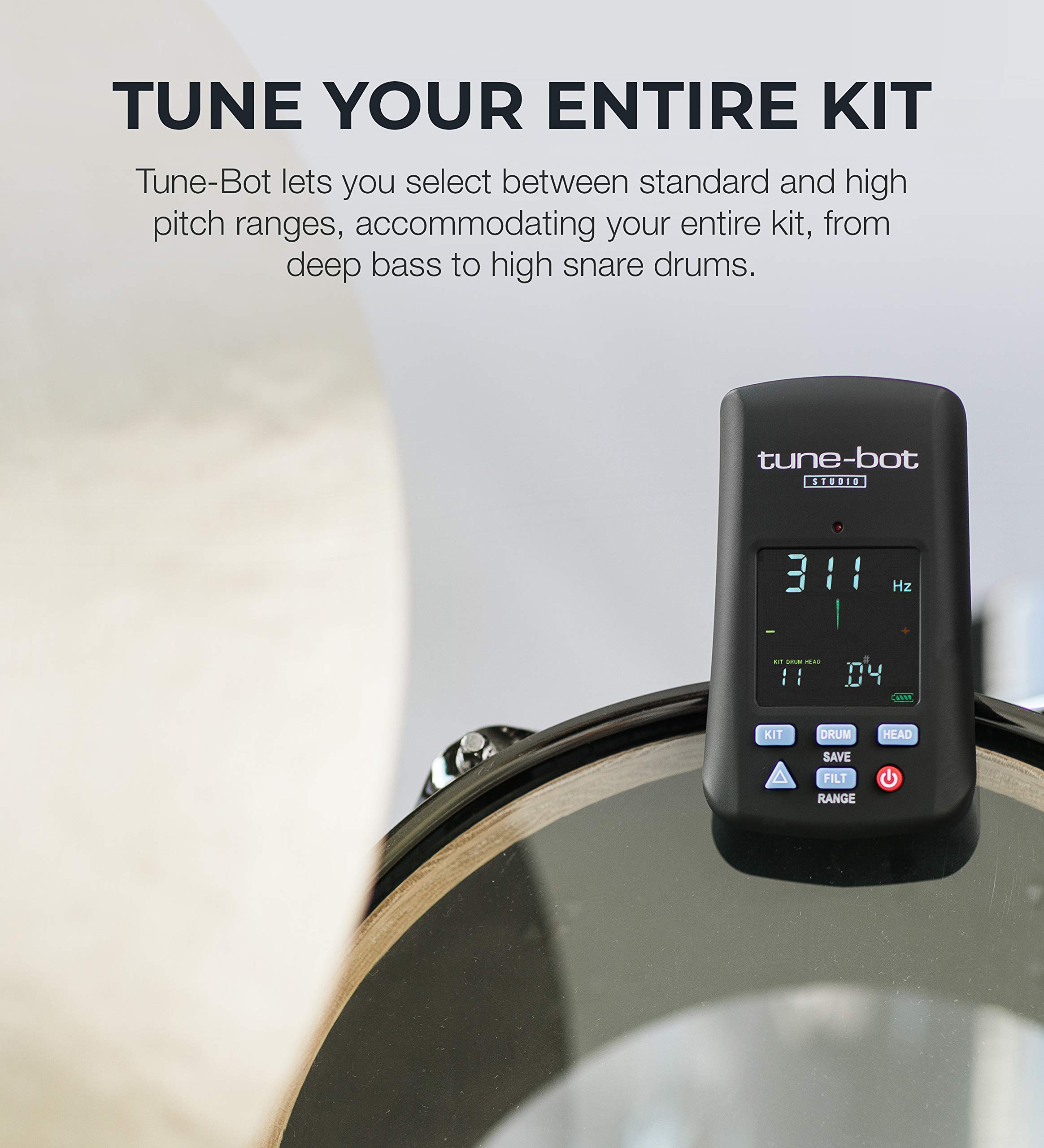 Studio TBS-001 Digital Drum Tuner - Clip-On Tuner for Acoustic Drum Kits | Professional Drum Head Tension Gauge | Perfect for Live Performances & Studio Recordings