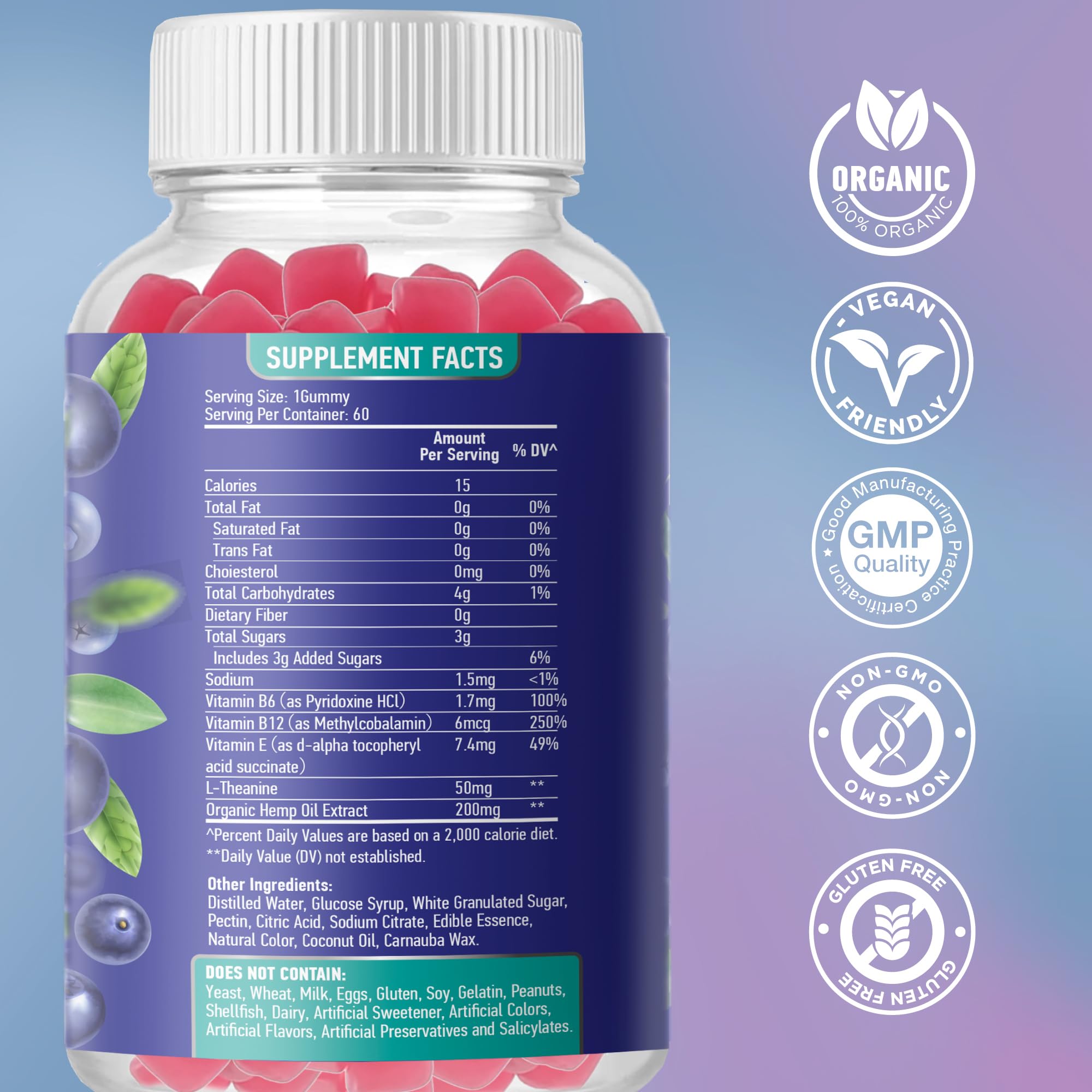 Premium Organic Gummies for Adults - Gluten Free Vitamin Supplement for Men & Women - Boost Energy & Immunity for Workout & Daily Wellness