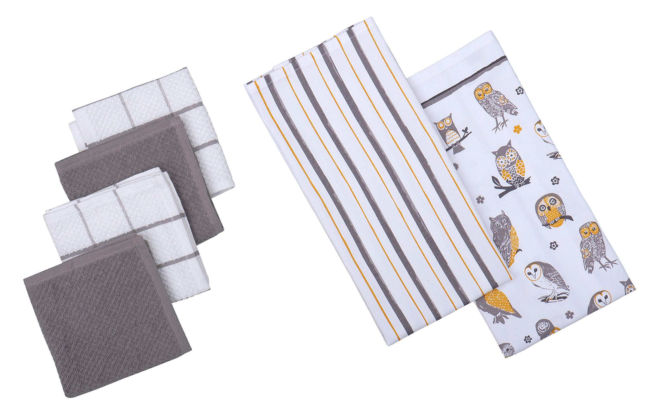 Premium 6-Piece Cotton Kitchen Towel Set - 4 Terry Dishcloths (12