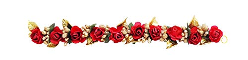 Premium Artificial Gajra Hair Accessories for Women & Girls - South Indian Style Hair Jewelry, Multi-Color Floral Hair Garland (Pack of 1, Red) - Perfect for Weddings, Festivals & Traditional Occasions