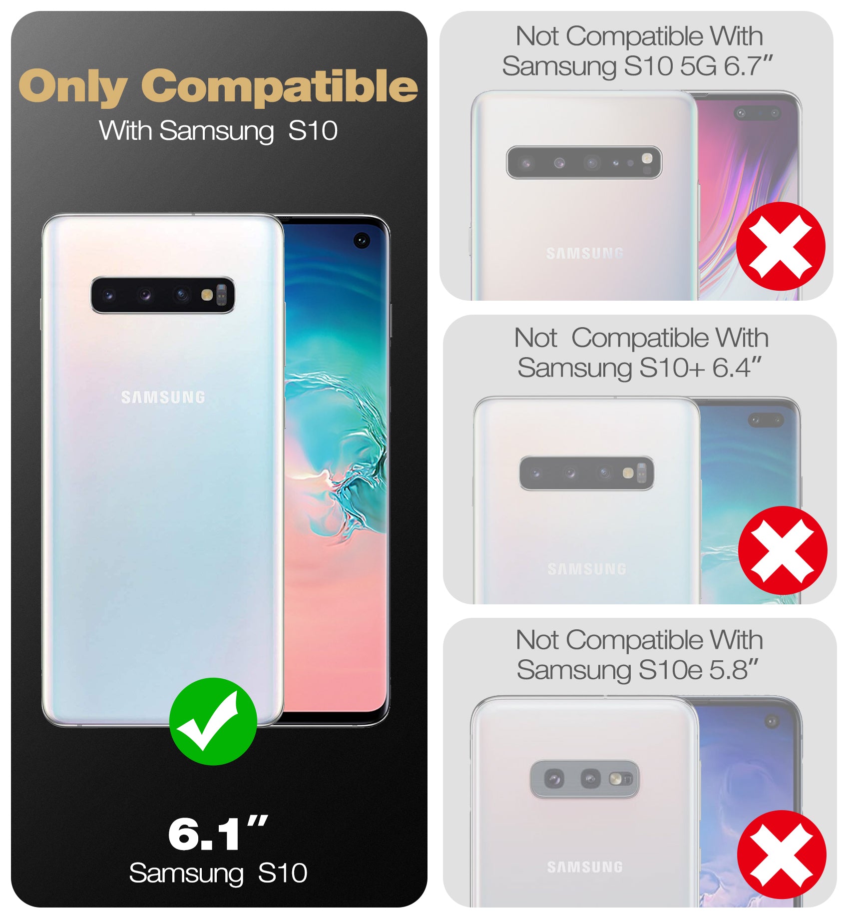 Dexnor Heavy Duty Shockproof Rugged Case for Samsung Galaxy S10 Plus with Built-in Kickstand & Full Body Protection + Free Screen Protector - Perfect for Outdoor Adventures, Work & Daily Use