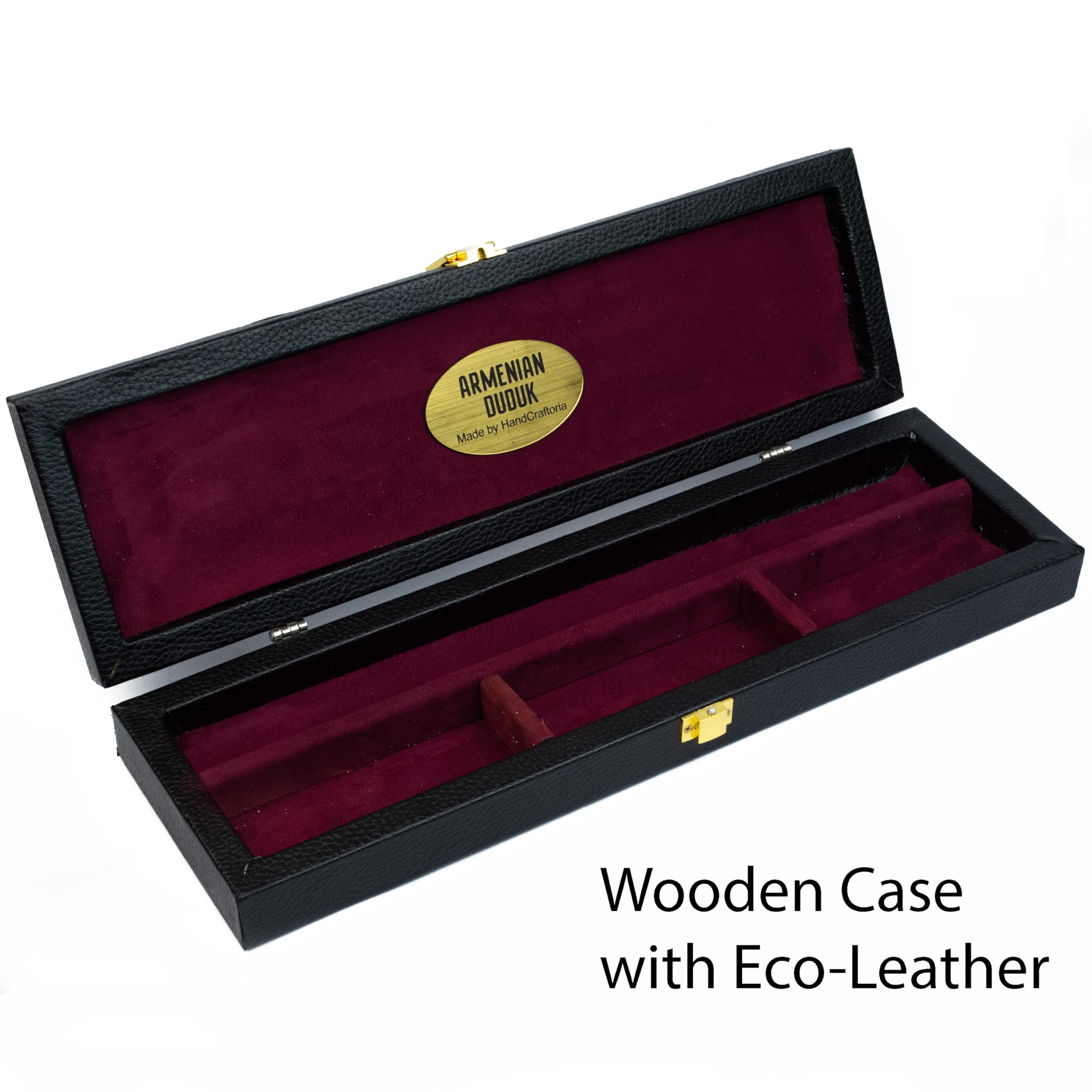HandCraftoria Professional Armenian Duduk Instrument - Apricot Wood with Leather Case, Includes 1 Professional Reed & 2 Standard Reeds - Key A Flute Oboe Balaban Woodwind - Perfect for Traditional Music Performances & Cultural Events