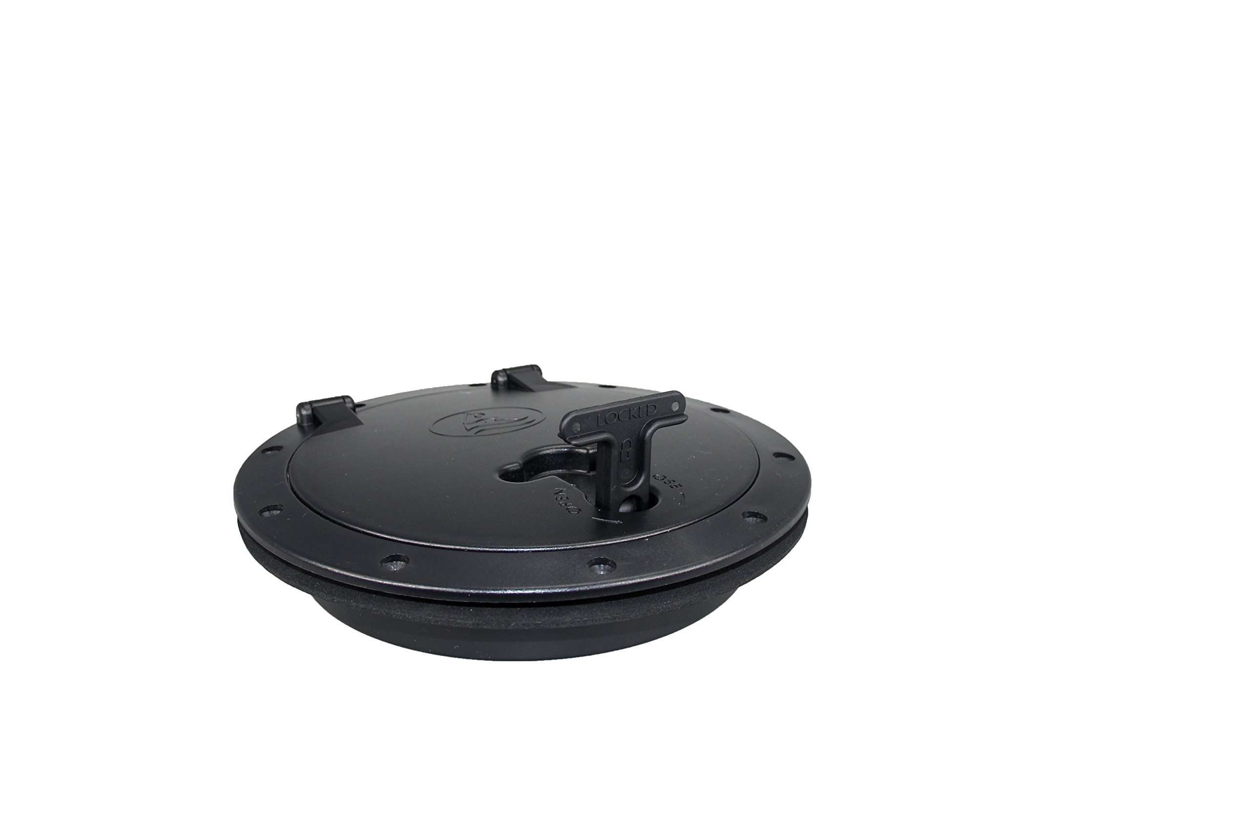 Heavy Duty 8'' Waterproof Black Plastic Deck Plate Hatch Cover for Boats, Kayaks & Canoes - Lockable Storage with Bag - Marine & Fishing Accessories | Ideal for Sailing, Fishing Gear Storage & Waterproof Protection