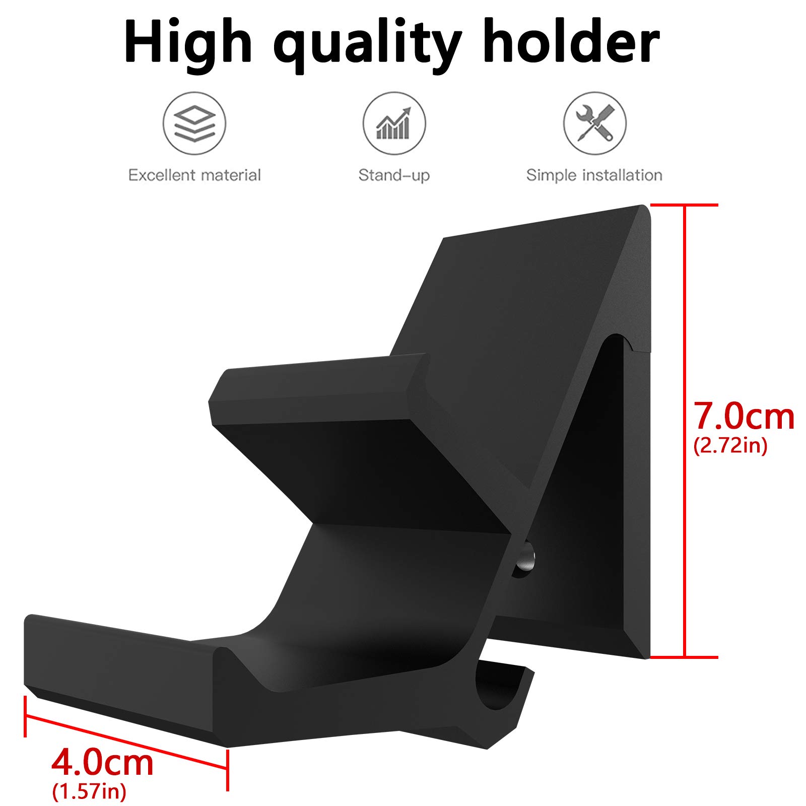 Geekria Aluminum Gaming Headphone Stand & Controller Holder - Wall Mounted Bracket for Xbox One, PS5, PS4, DualShock, HyperX - Space Saving Headset Hanger (2 Pack, Black) - Perfect for Gaming Setup & Desk Organization