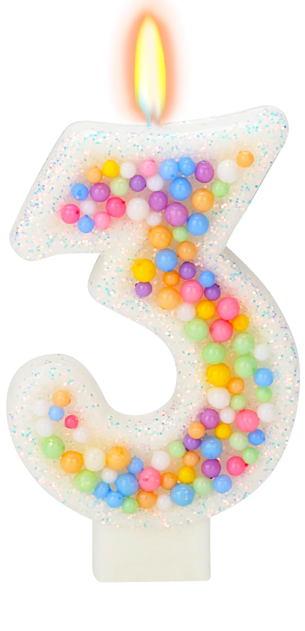 Number 3 Birthday Candle - Colorful Macaron Cake Decor for Women's Party