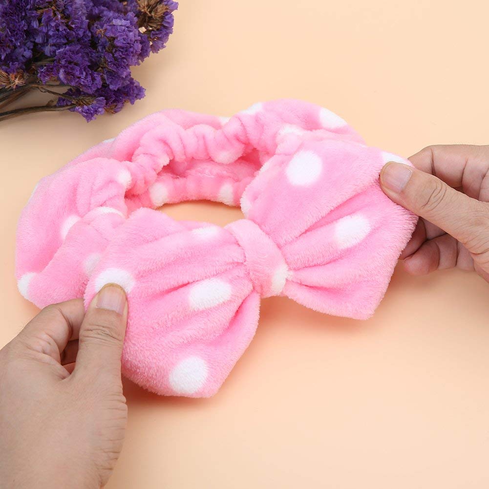 COSLUXE Velvet Makeup Headband for Women & Girls - Soft Elastic Spa Headband for Facial Cleansing, Skincare & Makeup Application - Cute Bow Design, Multicolor (Pack of 1) - Perfect for At-Home Spa Days, Beauty Routines & Self-Care Sessions