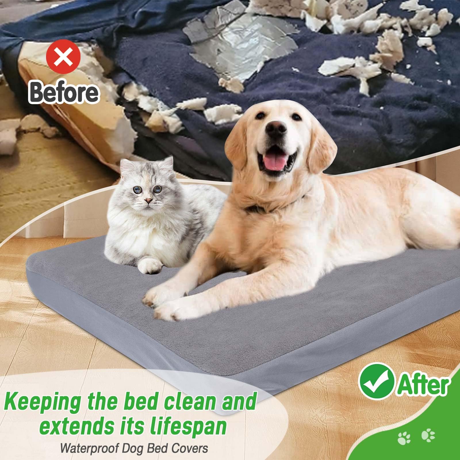 Waterproof Washable Dog Bed Covers Replacement - Soft Pet Bed Sheets 2 Pack (36