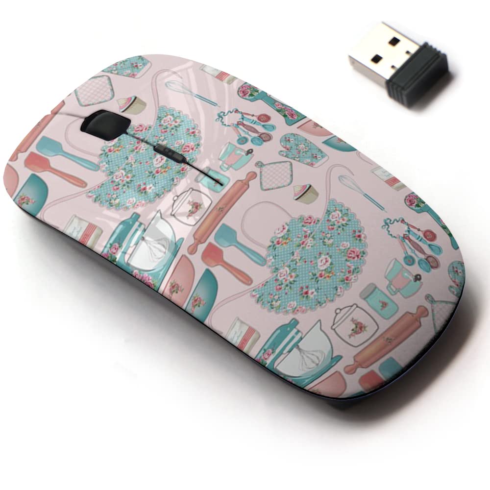 2.4G Wireless Mouse with Cute Pattern Design - Ergonomic Optical Mouse for Laptop, PC, Desktop Computer - Includes Nano USB Receiver - Perfect for Office, Home, Gaming & Kitchen Use