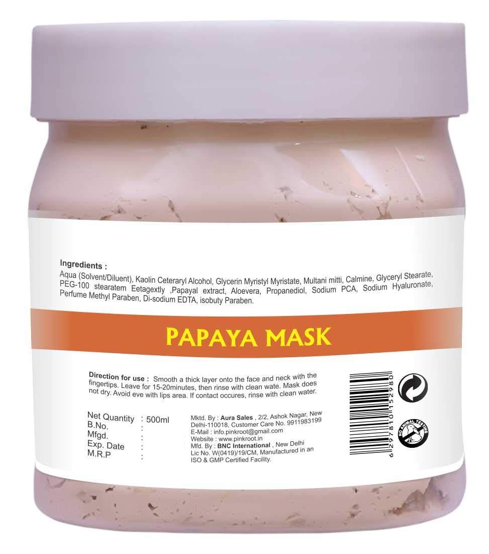 Organic Pink Root Green Tea Massage Gel & Papaya Face Mask Set - 500ml Each - Hydrating Skin Care for Relaxation & Anti-Aging - Perfect for Spa Day, Self-Care Routine & Gift Giving