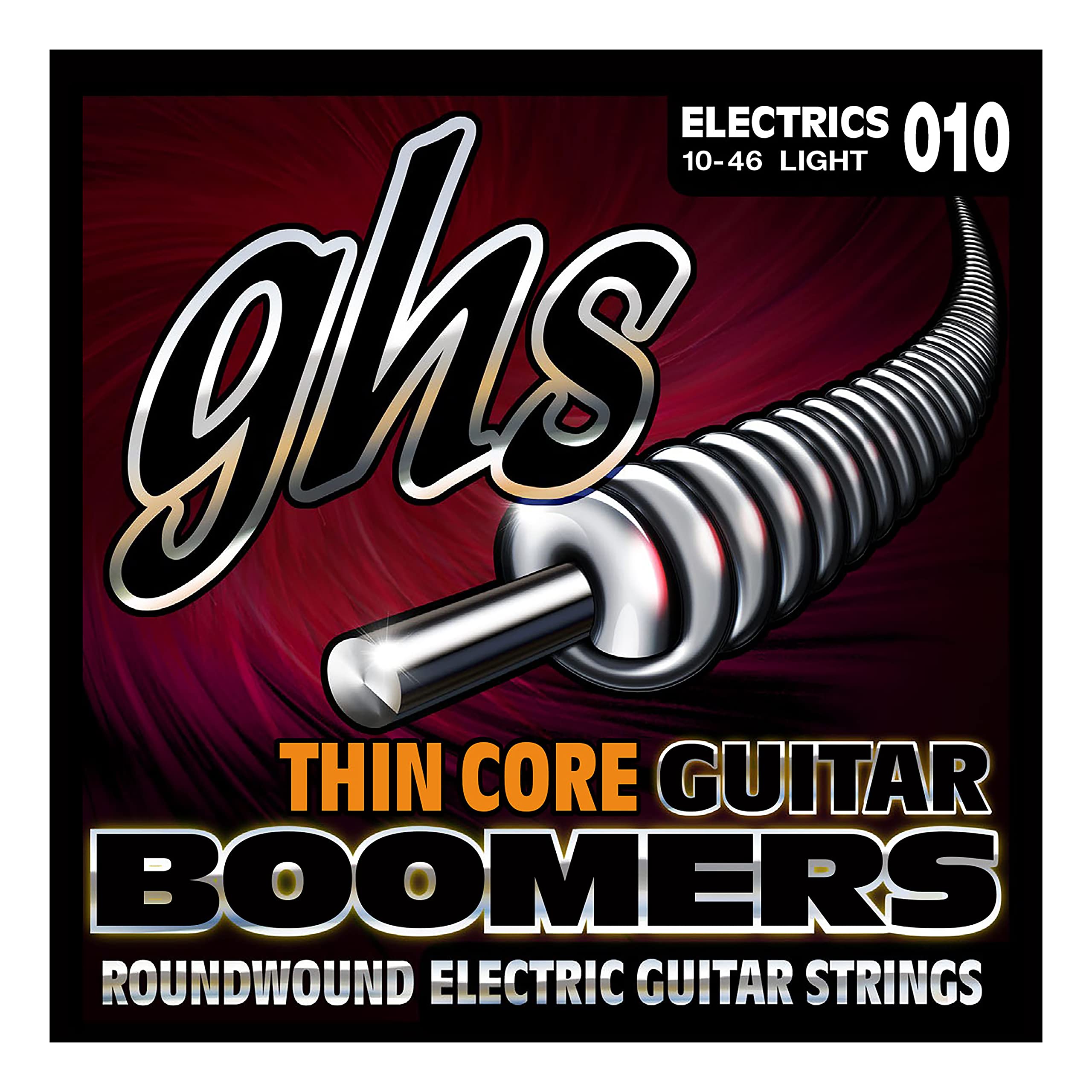 GHS Strings TC-GBL Thin Core Boomers Nickel-Plated Electric Guitar Strings (10-46 Light Gauge) - Perfect for Rock, Blues & Studio Recording