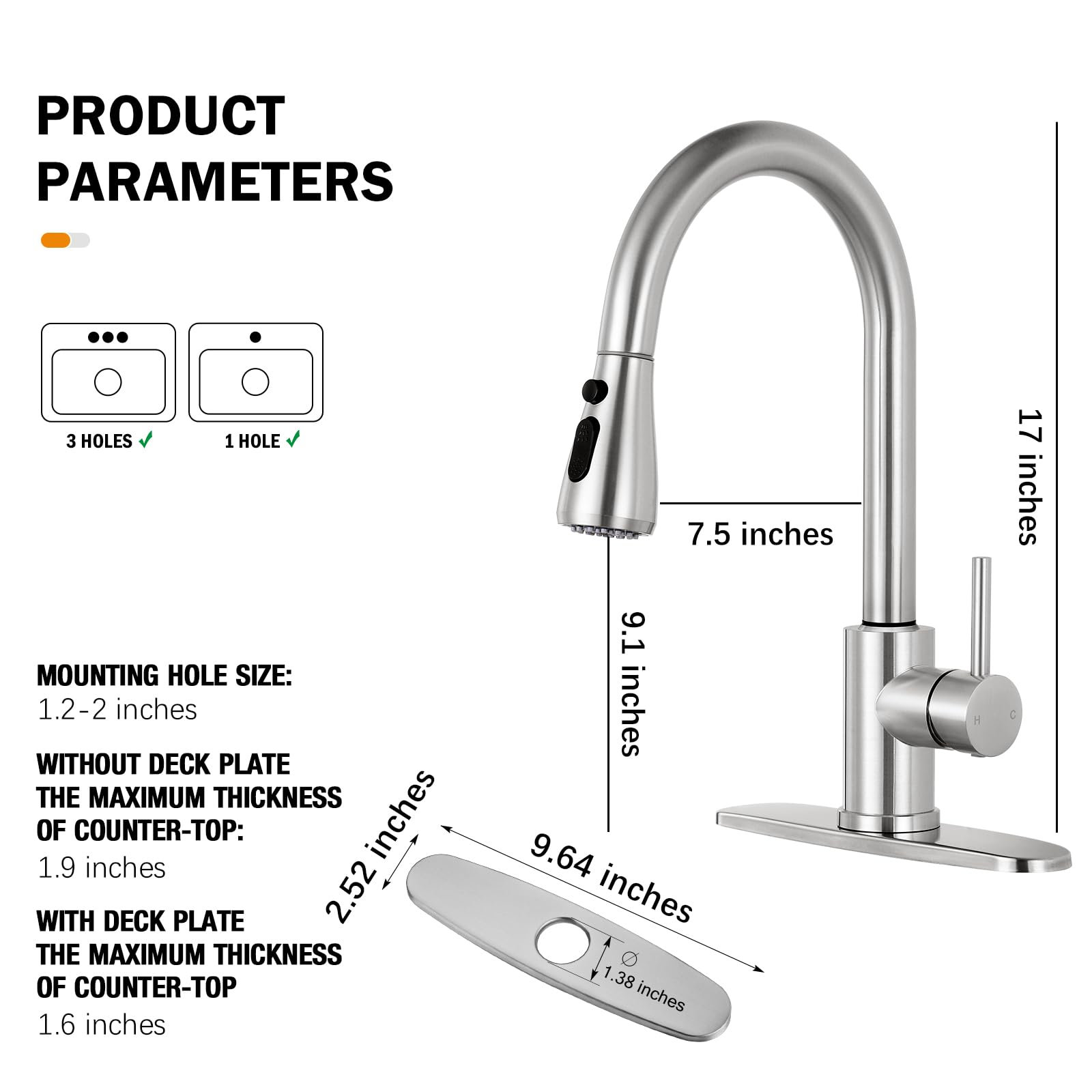Smart Touch Kitchen Faucet with Pull-Down Sprayer - Stainless Steel High Arc for Home & RV