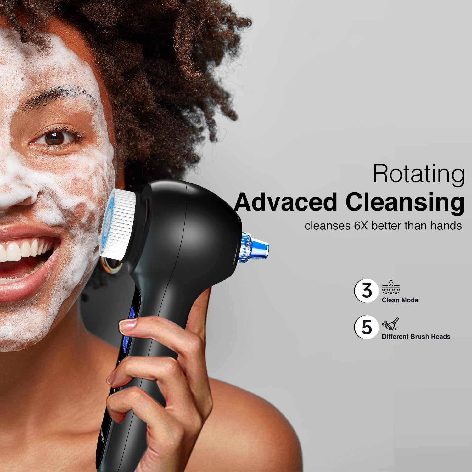 Rechargeable Facial Cleansing Brush with LCD Screen - IPX7 Waterproof Blackhead Remover, 3-in-1 Exfoliator & Pore Vacuum for Deep Cleaning & Massage | Perfect for Daily Skincare, Travel & Spa Treatments
