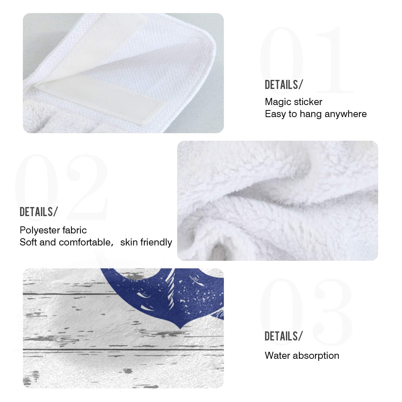 Boccsty Nautical Anchor Hanging Kitchen Towels Set of 2 - Wooden Planks with Starfish & Seashell Design - Hand & Bath Towels for Farmhouse, Tea Bar, Bathroom & Tabletop Decor - Perfect for Coastal, Beach & Rustic Home Styling