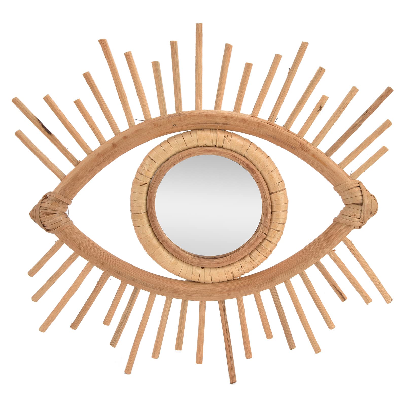 AUNMAS Artistic Eye Shape Rattan Wall Mirror - Handwoven Decorative Hanging Mirror for Home, Hotel, Bathroom, Bedroom & Living Room - Perfect for Nordic Style Decor & Makeup Vanity Areas