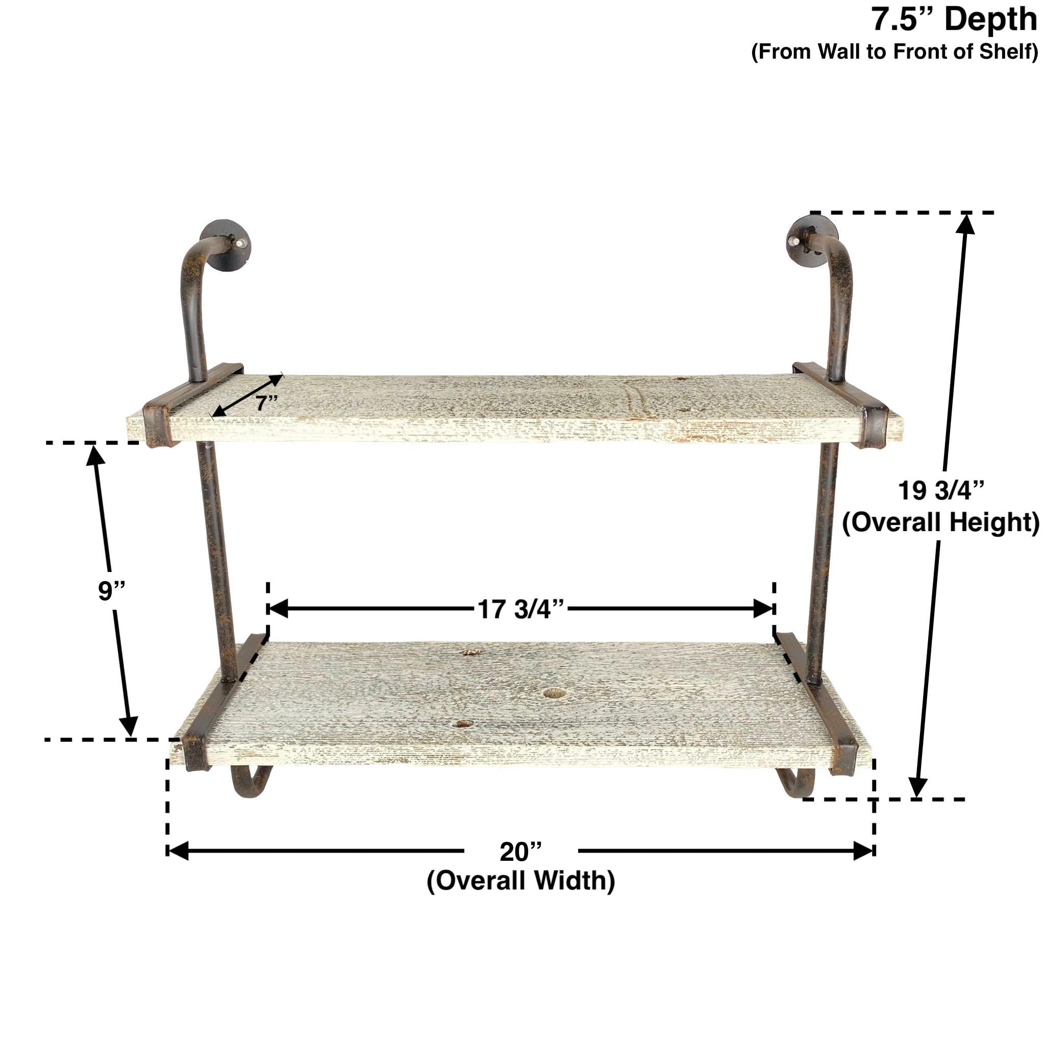 Rustic Wooden Shelf with 2 Planks - Farmhouse Wall Ledge in White Wash | BARNWOODUSA | Perfect for Living Room, Kitchen, or Bathroom Decor