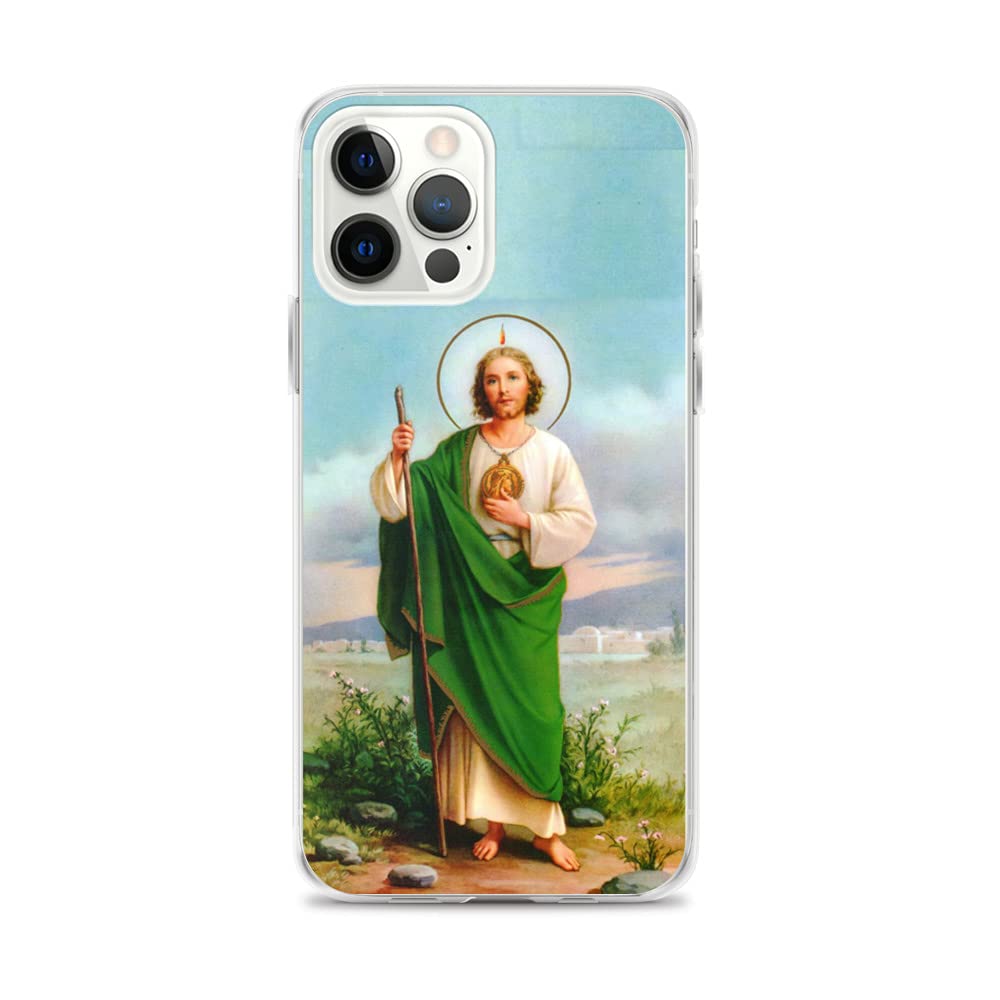 Saint Jude iPhone 12 Pro Max Case - BPA Free Clear Protective Phone Cover for Catholic Devotion | Religious Gift for Faithful Christians