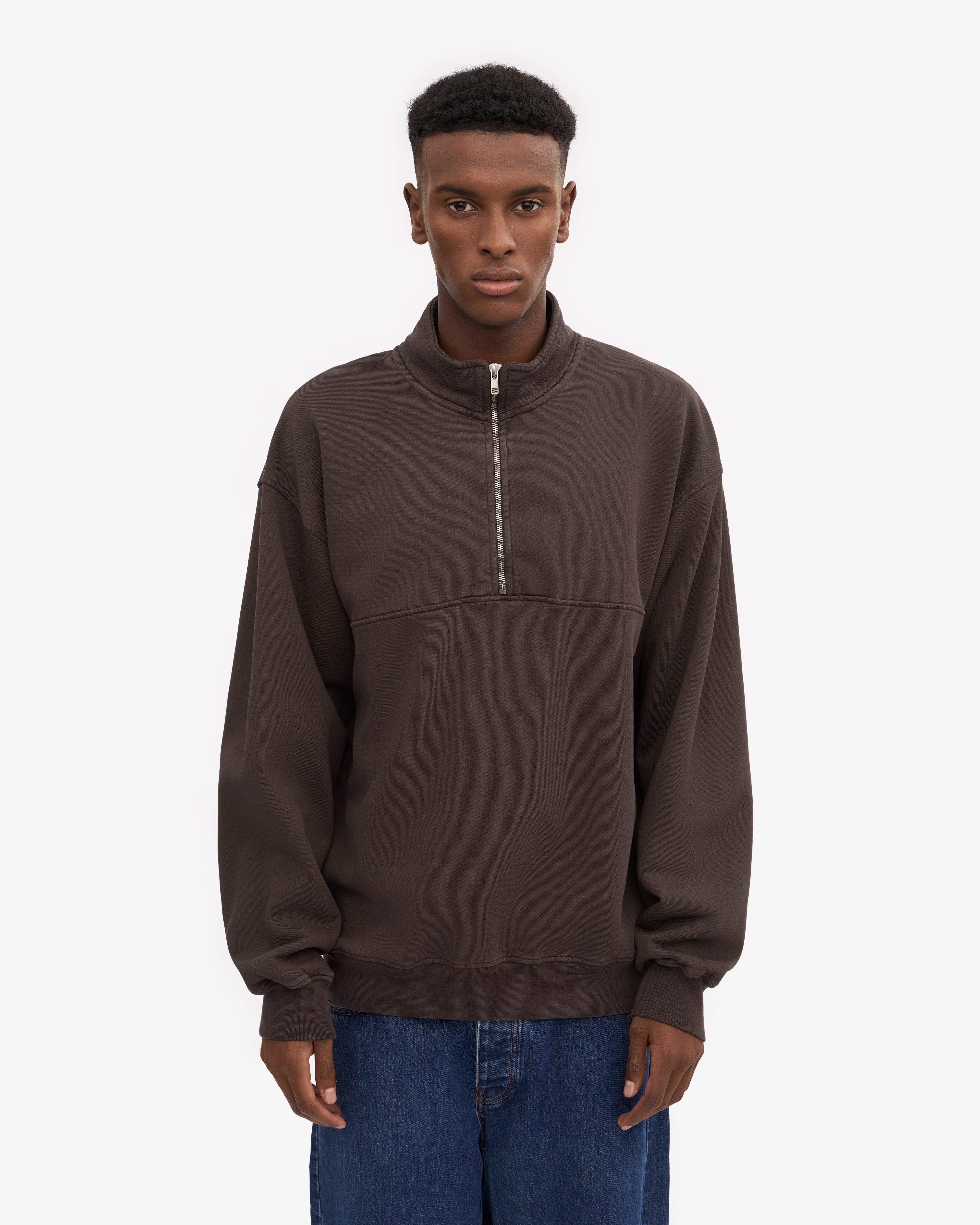 Organic Quarter Zip Sweatshirt for Men - Coffee Brown | Comfortable & Stylish Pullover for Casual Wear, Outdoor Activities & Layering