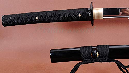 1060 High Carbon Steel Full Tang Katana - Authentic Japanese Samurai Sword with Musashi Tsuba - Perfect for Martial Arts Training, Cosplay, and Collectors