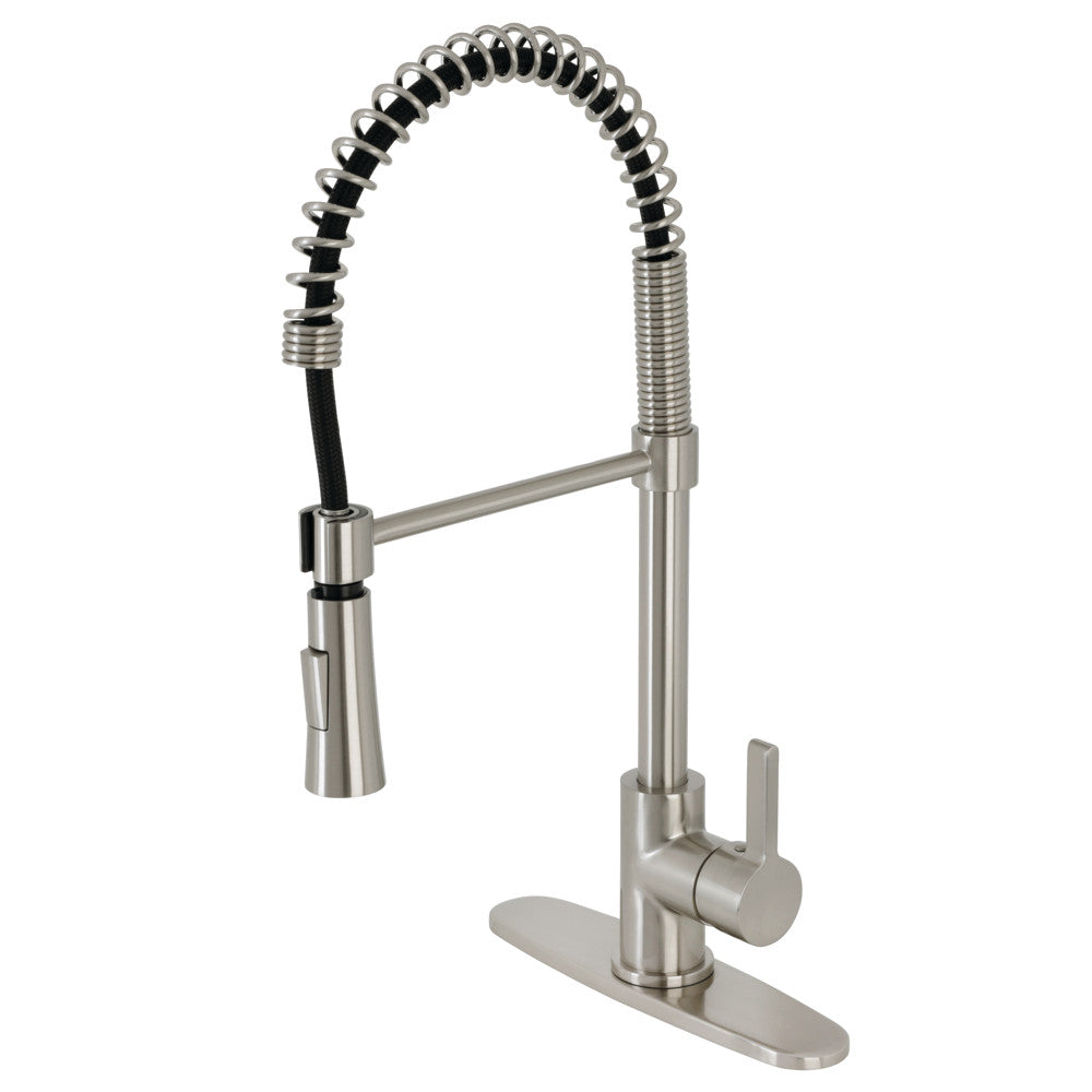 Gourmetier LS8678CTL Single Handle Pull Down Kitchen Faucet with Pre-Rinse Sprayer - High Arc Brushed Nickel for Modern Home Kitchen Sink (Cooking, Washing Dishes & Food Prep)