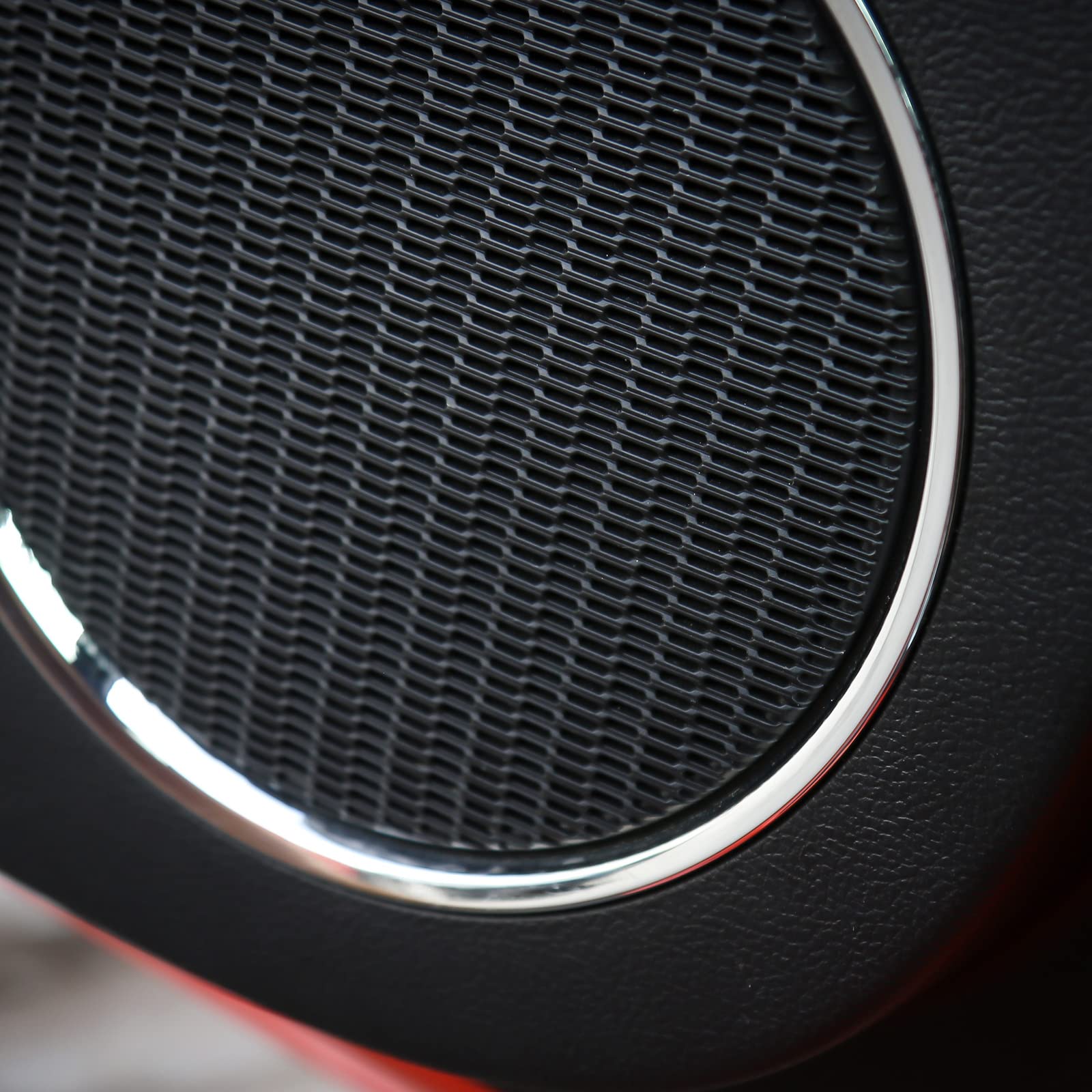 2015-2022 Ford Mustang Chrome Door Speaker Ring Trim Cover Frame Sticker - Interior Decoration Accessories for Car Customization & Audio System Upgrade