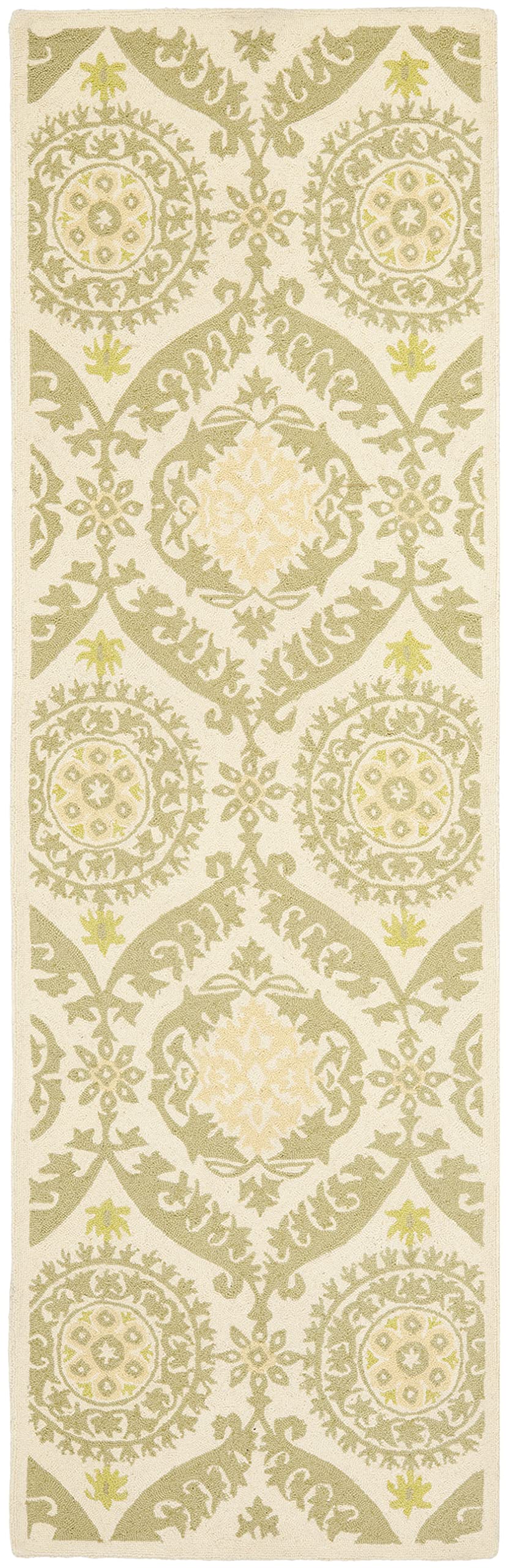 SAFAVIEH Chelsea Collection 8' x 10' Hand-Hooked Wool Area Rug - Beige & Green French Country Design, Durable for High Traffic Areas - Perfect for Living Room, Bedroom, Dining Room & Home Office Decor