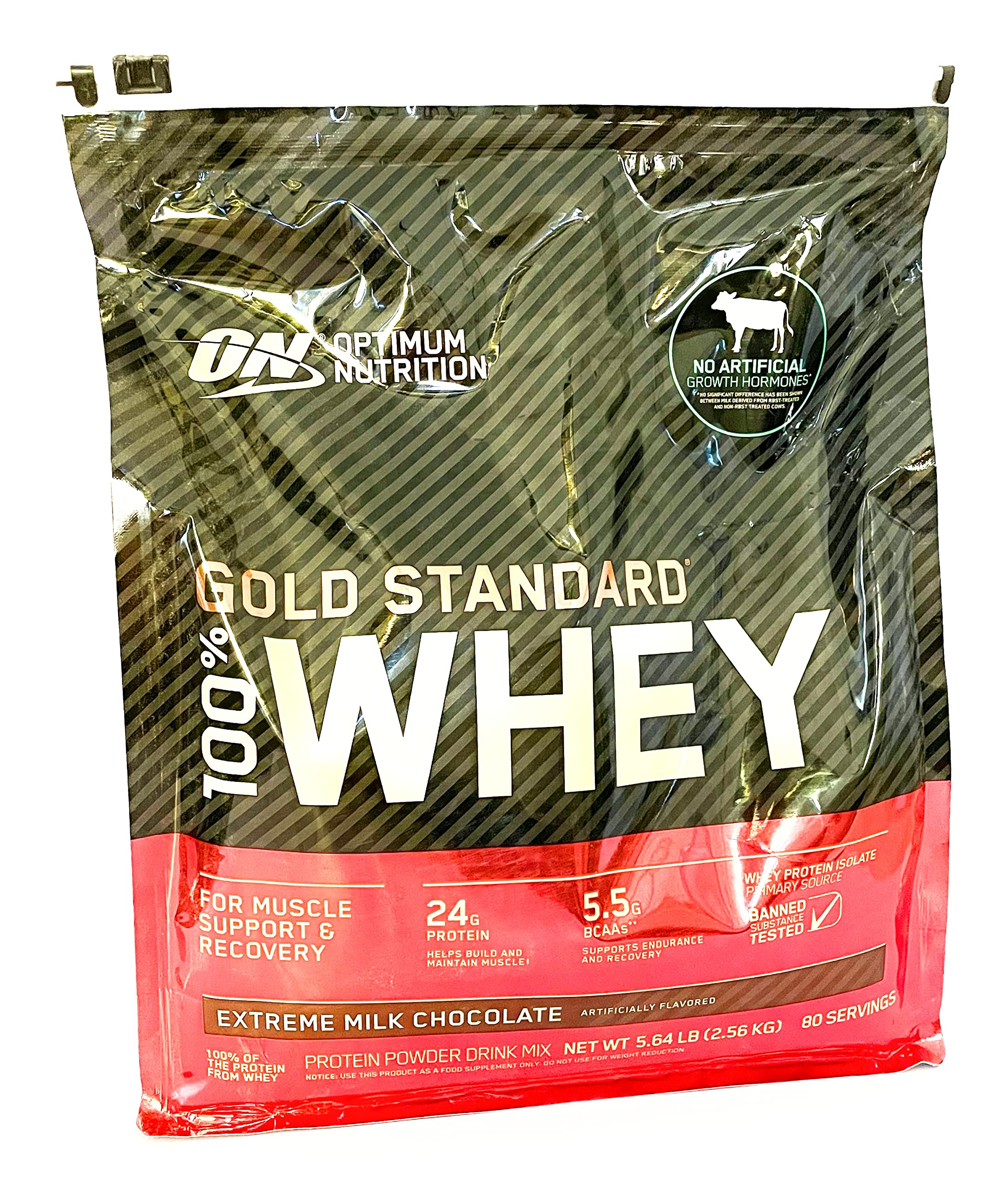 Optimum Nutrition Gold Standard 100% Whey Protein Powder - Extreme Milk Chocolate Flavor, 5 lb (80 Servings) for Muscle Recovery & Post-Workout Nutrition