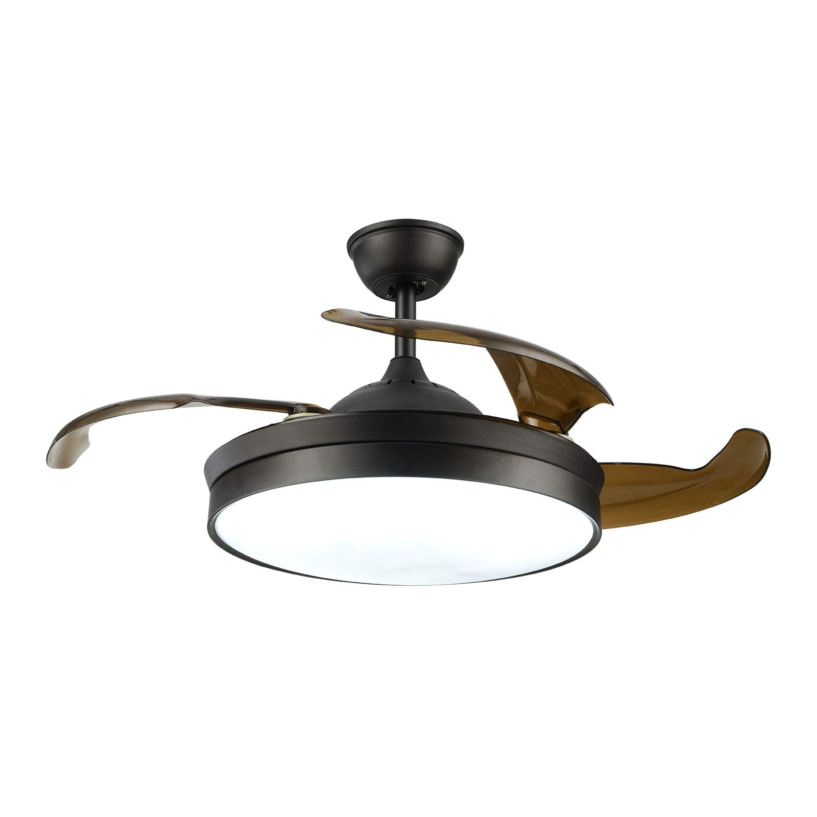 42 Inch Smart Ceiling Fan with LED Light and Remote Control - Retractable Blades, 3 Speed Settings, Ultra Quiet Operation - Perfect for Living Room, Bedroom, and Patio (Black)