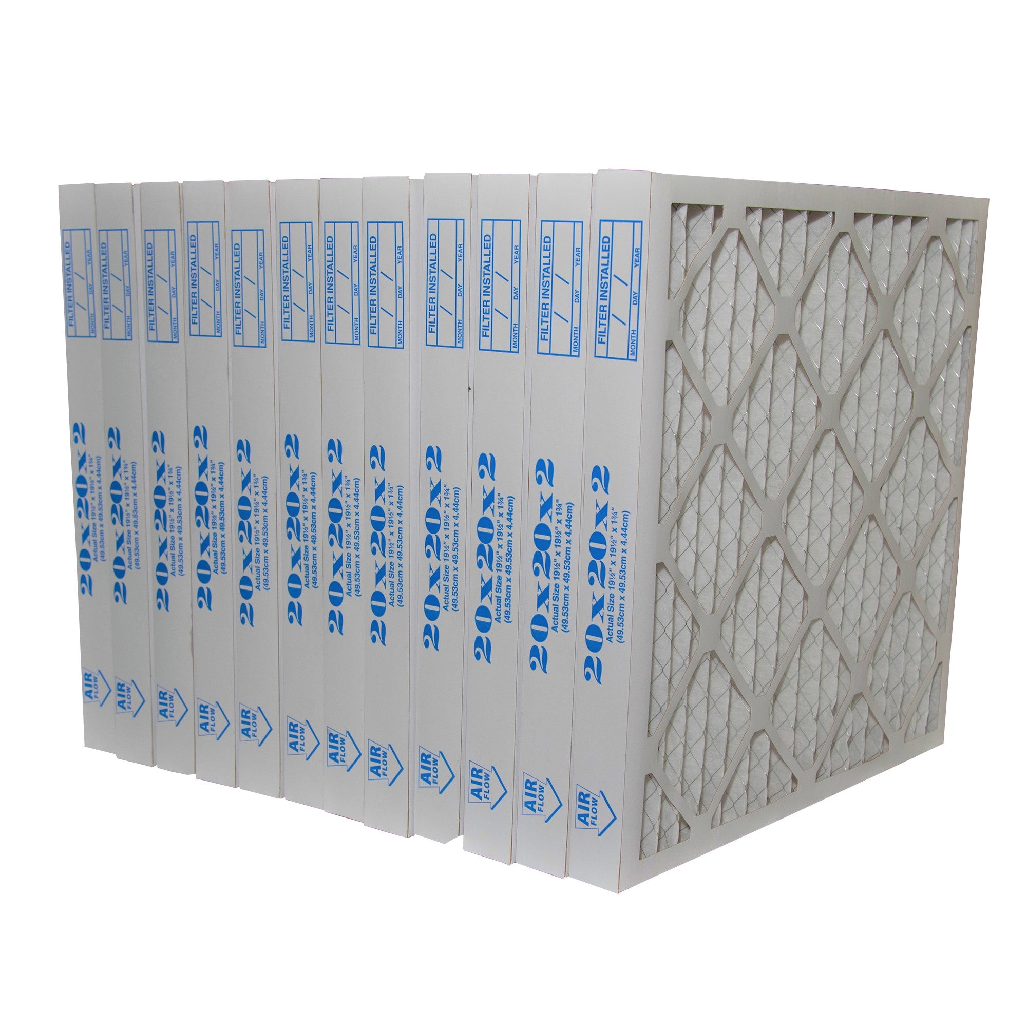 20x20x2 MERV 8 Pleated Air Filters - 12 Pack | High Efficiency Furnace & AC Filters for Home, Office & Commercial Use | Traps Dust, Pollen & Allergens