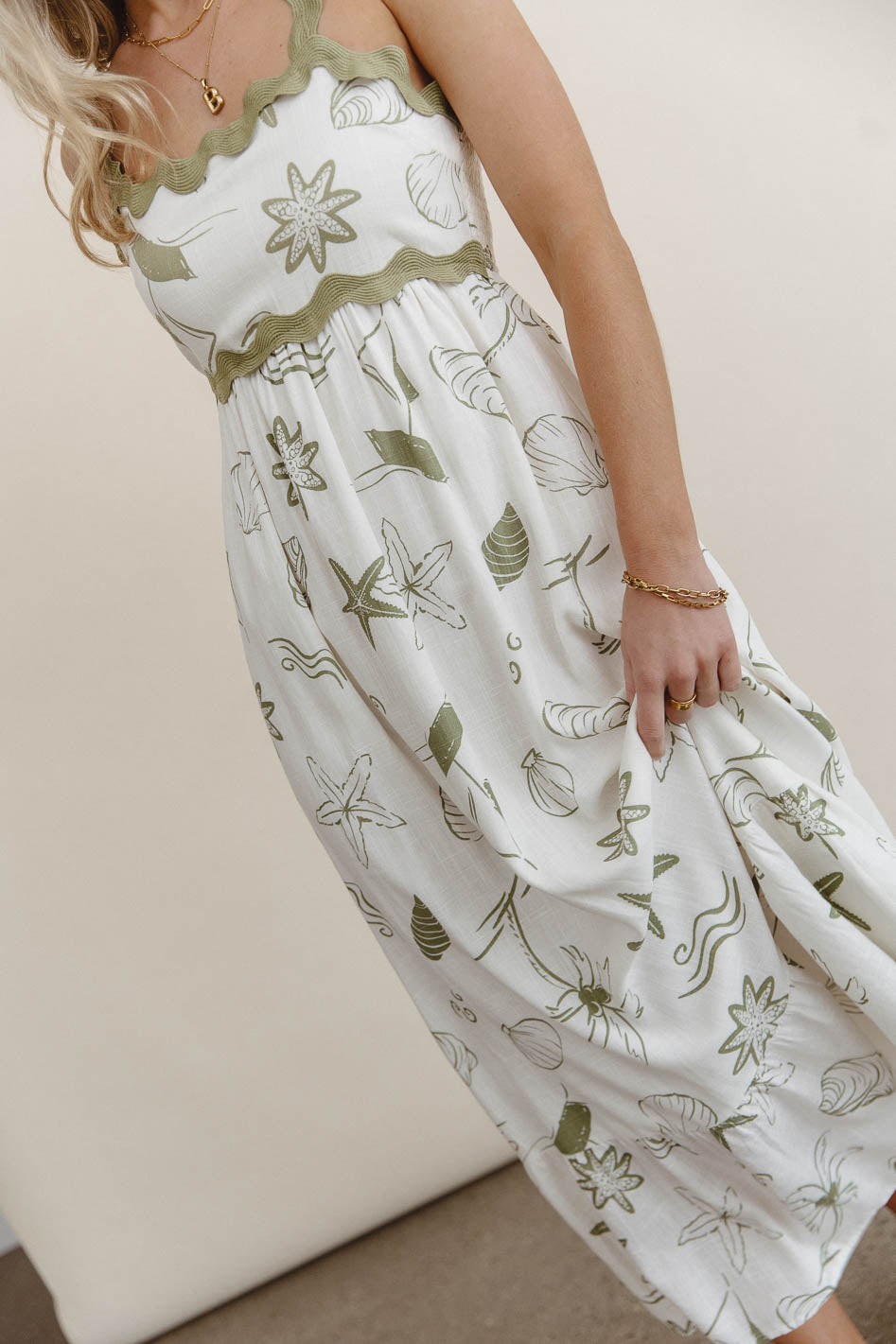 Lucy Sea Print Maxi Dress - Floral Beach Cover Up Dress for Women, Summer Boho Long Dress with Pockets, Perfect for Vacations, Beach Parties & Outdoor Events