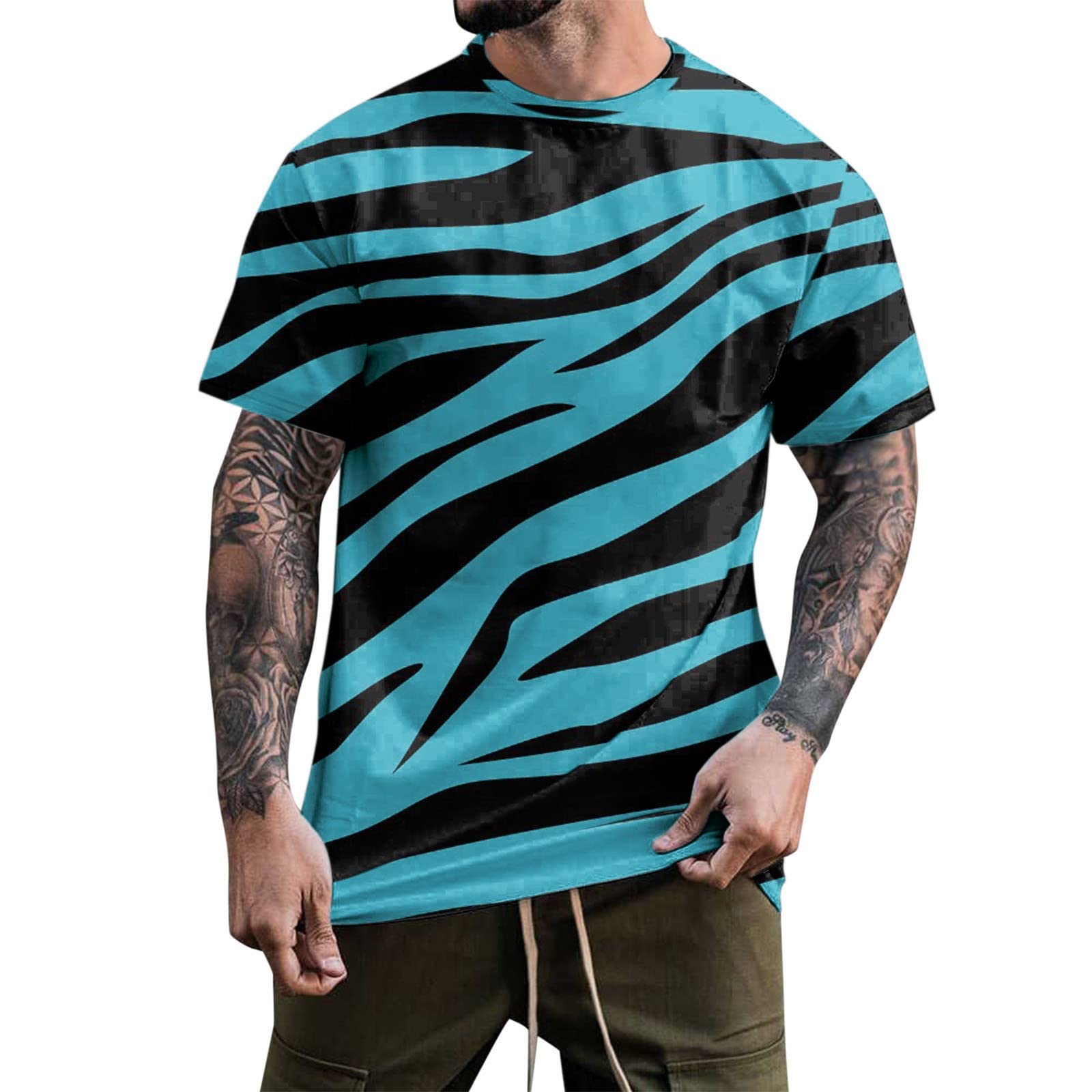 ZDFER Men's Short Sleeve Muscle Fit T-Shirt - Leopard Butterfly Print Athletic Tee for Gym, Workout & Summer Casual Wear | Breathable Crewneck Top for Vacation & Outdoor Activities