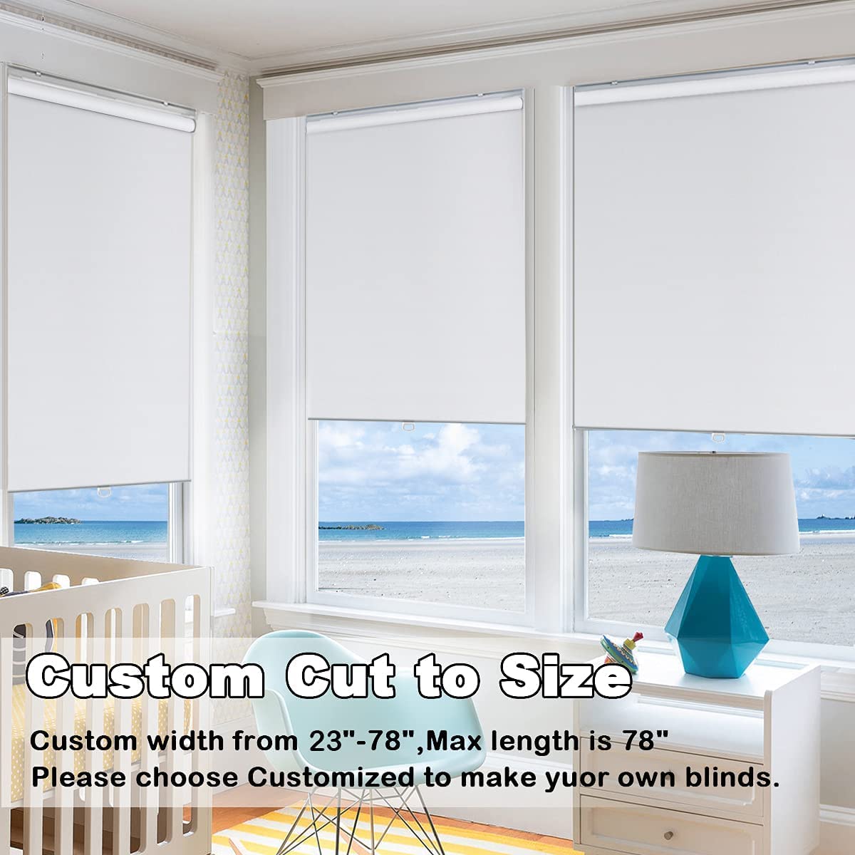**Persilux 100% Blackout Roller Shades - Cordless Window Blinds for Thermal Insulation - Inside/Outside Mount - Perfect for Living Room, Bedroom & Home Office (24