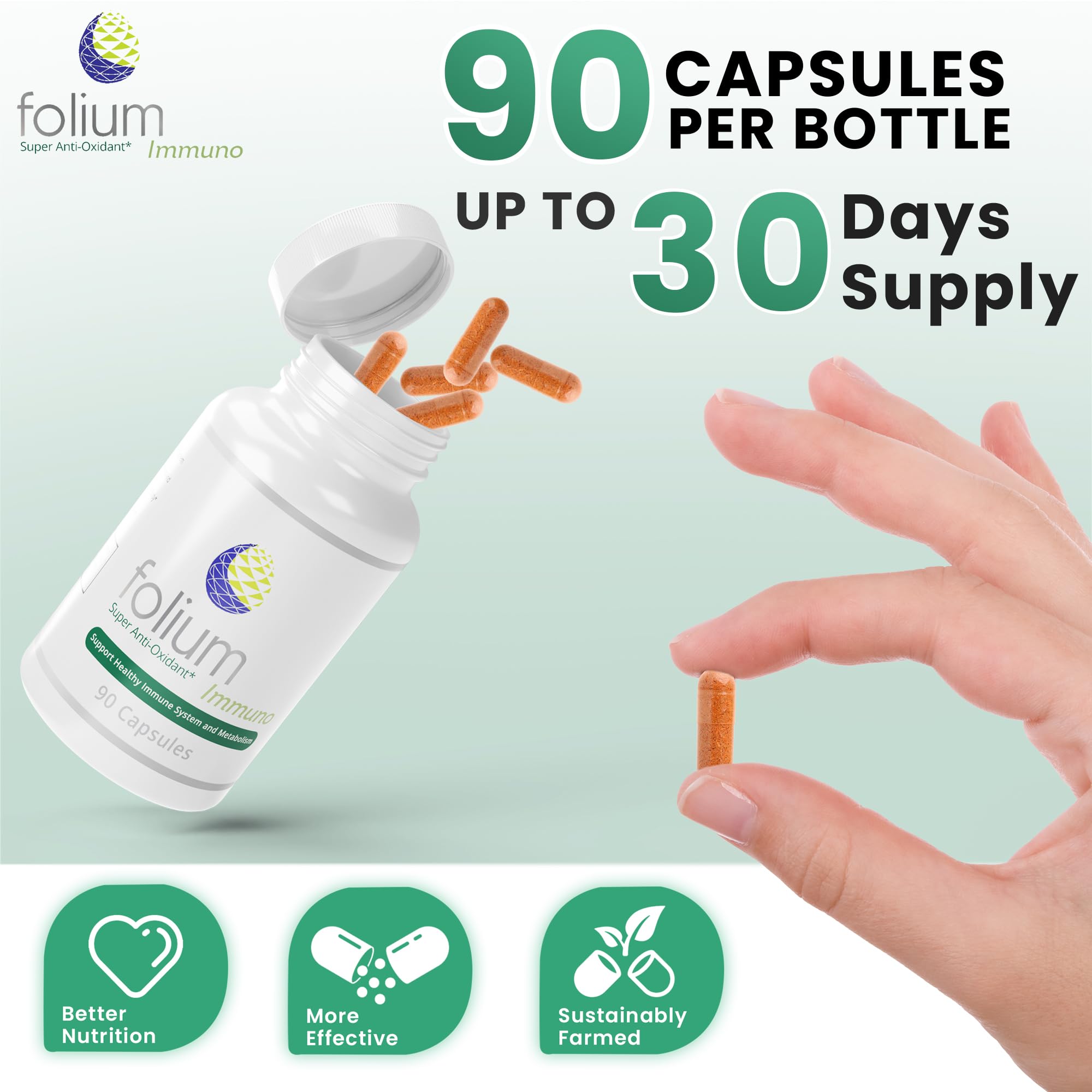Folium Immuno Inflammatory Supplement with Pine Bark, Grape Seed, Ginger, Turmeric, Green Tea, White Pepper & Pomegranate Extracts - Natural Immune Support for Daily Wellness & Inflammation Relief