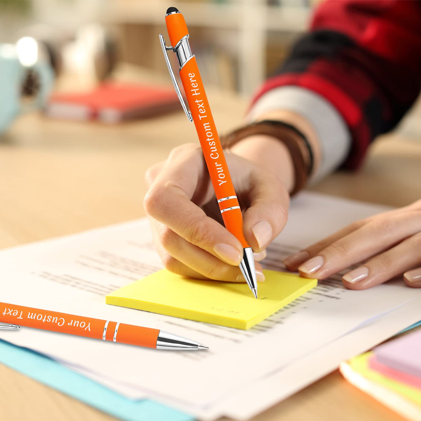 200 Pcs Personalized Custom Pens Bulk - Free Engraving with Name/Message - Custom Ballpoint Pens & Stylus for Business, Office, Graduation - Unique Gifts for Men & Women - Christmas, Birthday Presents (Orange) - Perfect for Corporate Events, Promotions & Party Favors