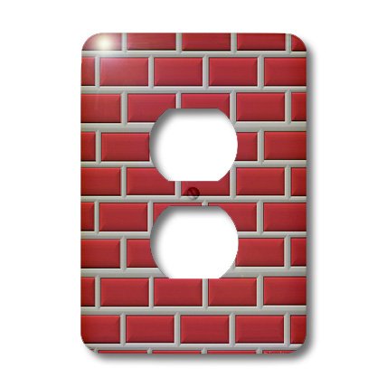 3D Rose Brick Wall Design 2 Plug Outlet Cover - Decorative Electrical Outlet Cover Plate for Home, Office & Cafe Decor