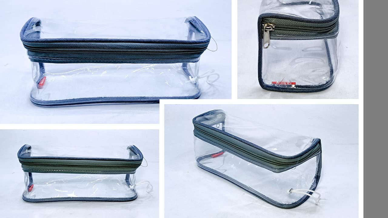 iShine 2-Pack Clear Front Travel Zipper Pouch for Men & Women - Multipurpose Cosmetic & Toiletry Organizer for Morning Routine, Gym, Office & Air Travel (Grey)