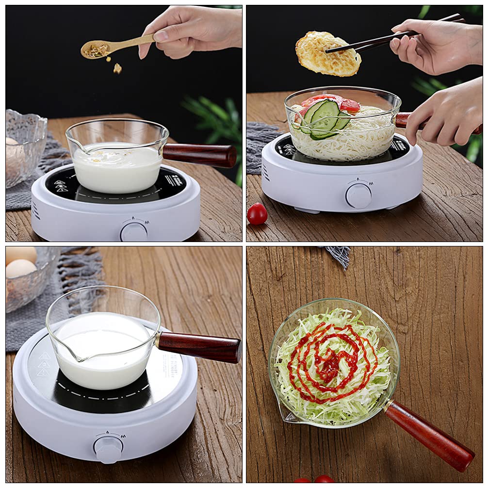 Cabilock 1-Piece Glass Saucepan with Lid - Non-Stick Mini Cooking Pot for Soup, Milk, Butter Warming - Perfect for Home Kitchen, Stovetop & Induction Cooktops - Ideal for Heating, Simmering & Serving Dishes
