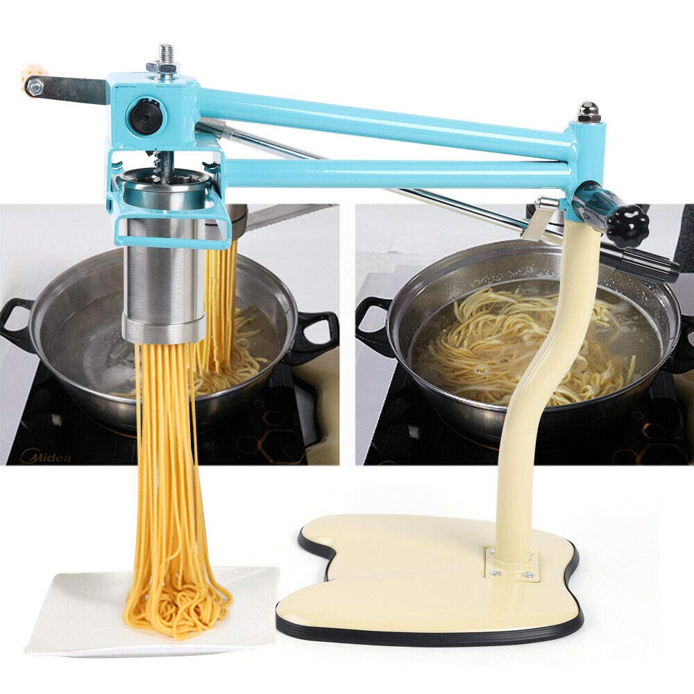 Manual Noodle Press Machine & Pasta Maker - 4 Interchangeable Heads for Fresh Homemade Spaghetti, Fettuccine & More | Perfect for Italian Cuisine, Home Cooking & Restaurant Use