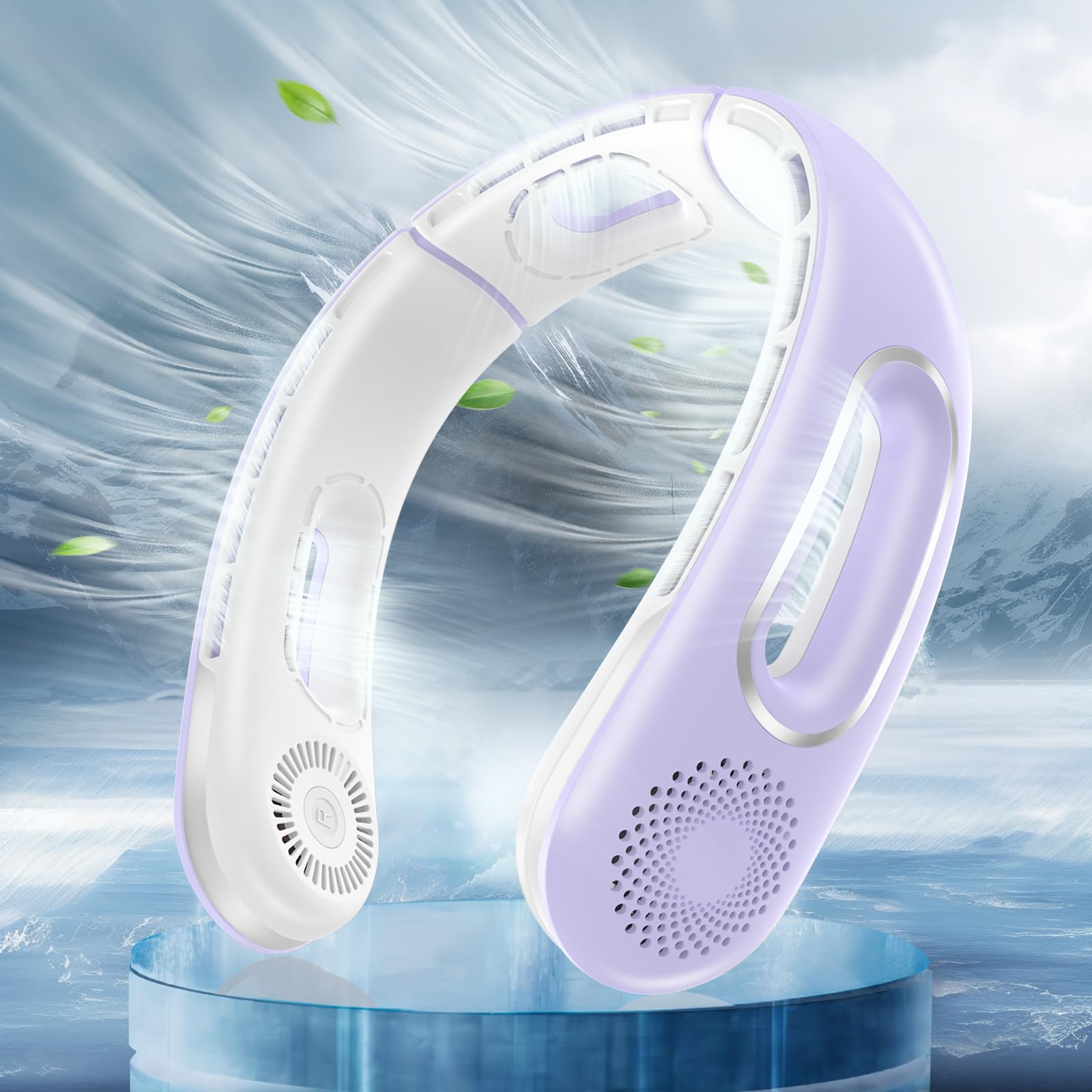 Hands Free Bladeless Neck Fan - Portable Rechargeable 360° Cooling Fan with 4 Speeds & Quiet Operation, 5200mAh USB Wearable Personal Fan for Women/Men - Perfect for Travel, Outdoor, Office & Summer Activities