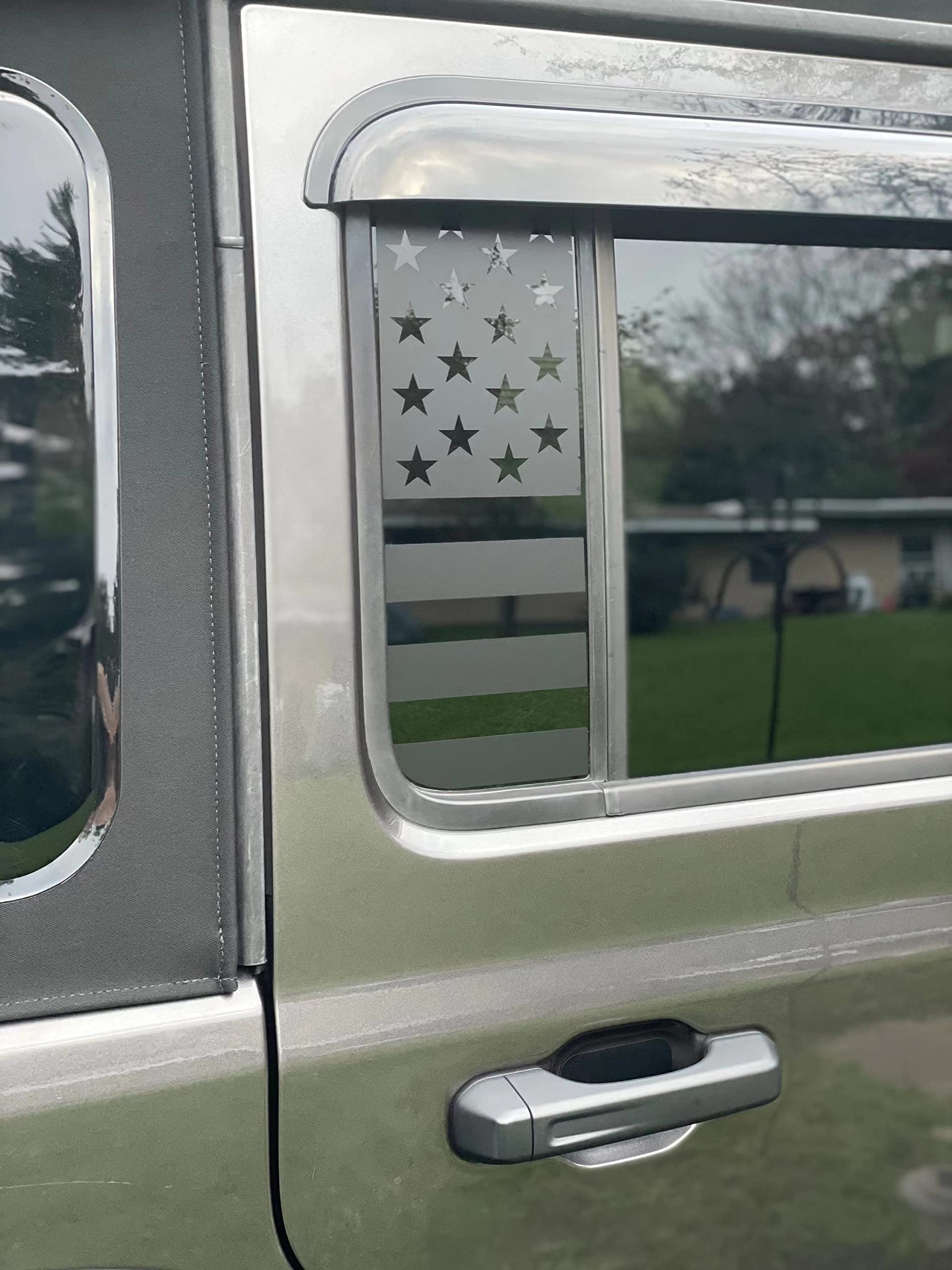 Jeep Wrangler JL 2018-2023 & Gladiator 2023 Side Window American Flag Decal - Matte Black USA Flag Sticker for Truck Side & Rear Windows - Patriotic Car Accessories for Off-Roading & Daily Driving
