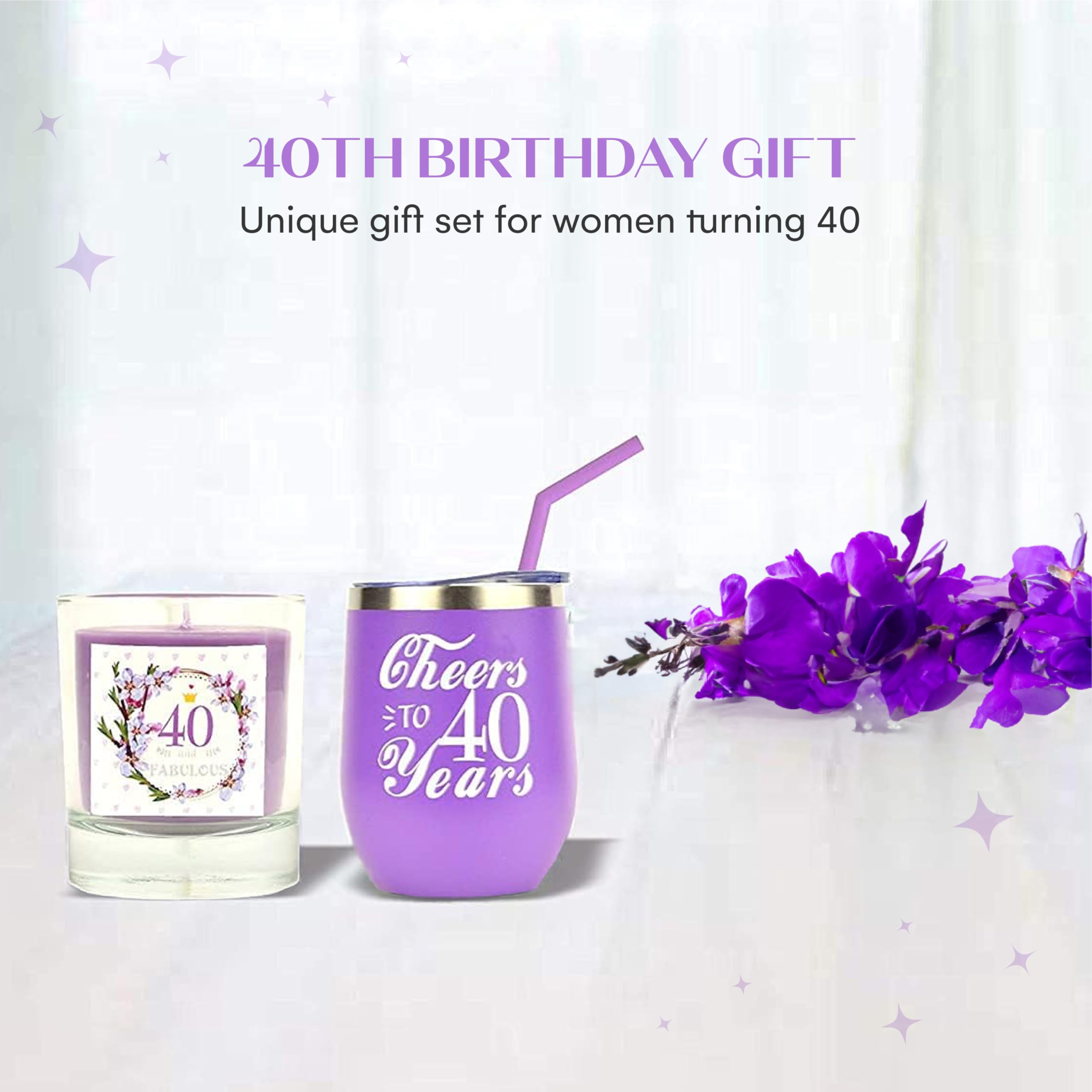 MEANT2TOBE 40th Birthday Gifts for Women - Insulated Tumbler Cup with Lid & Straw, Personalized 40th Birthday Decorations & Party Supplies - Perfect Gift for 40 Year Old Woman, Mom, Wife, Sister - Great for Office, Home, Birthday Parties & Daily Use