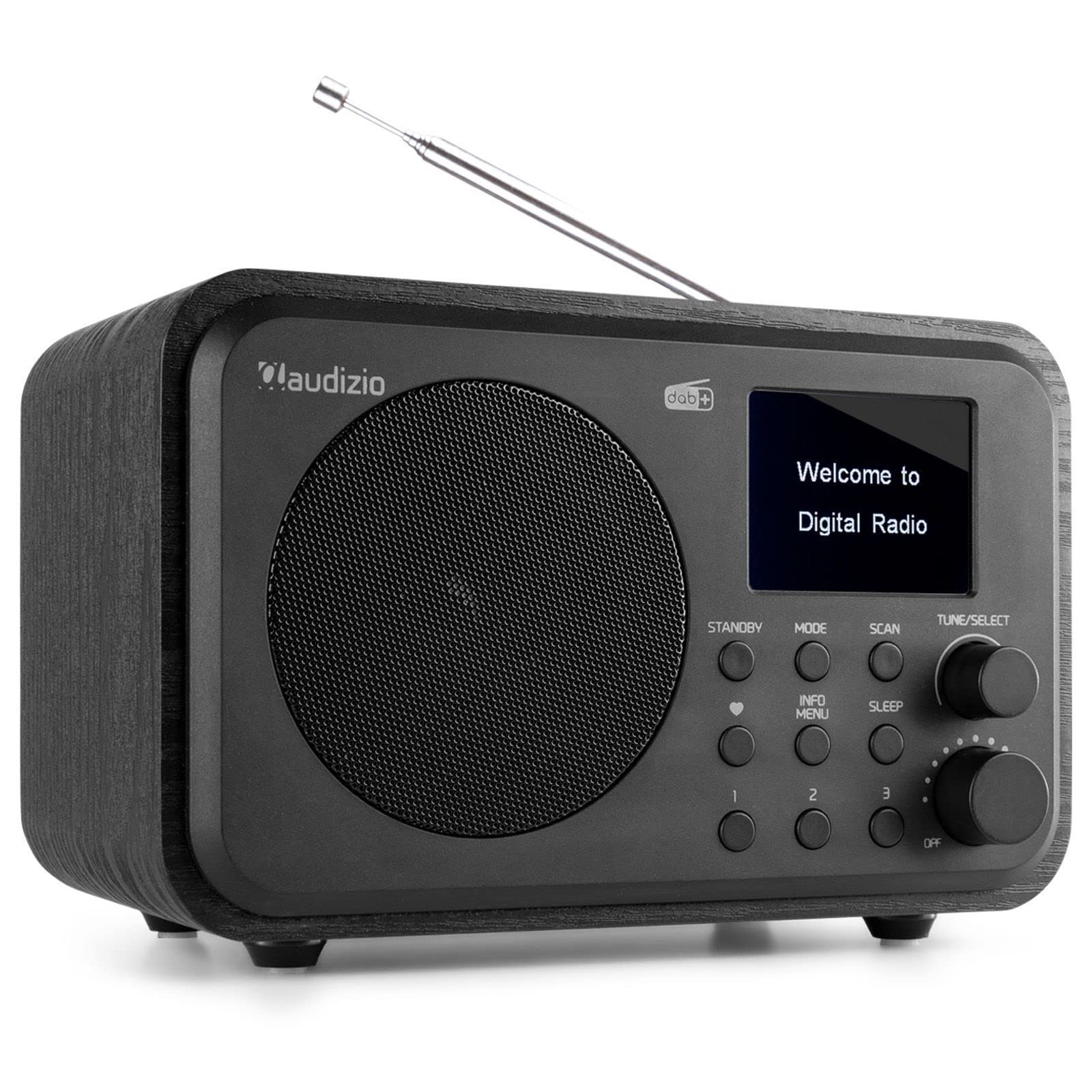 Audizio Milan Portable DAB/FM Radio with Bluetooth Speaker - Rechargeable Battery, 40 Preset Stations, Alarm Clock & Sleep Timer - Perfect for Home, Office, Travel and Outdoor Use (Black)